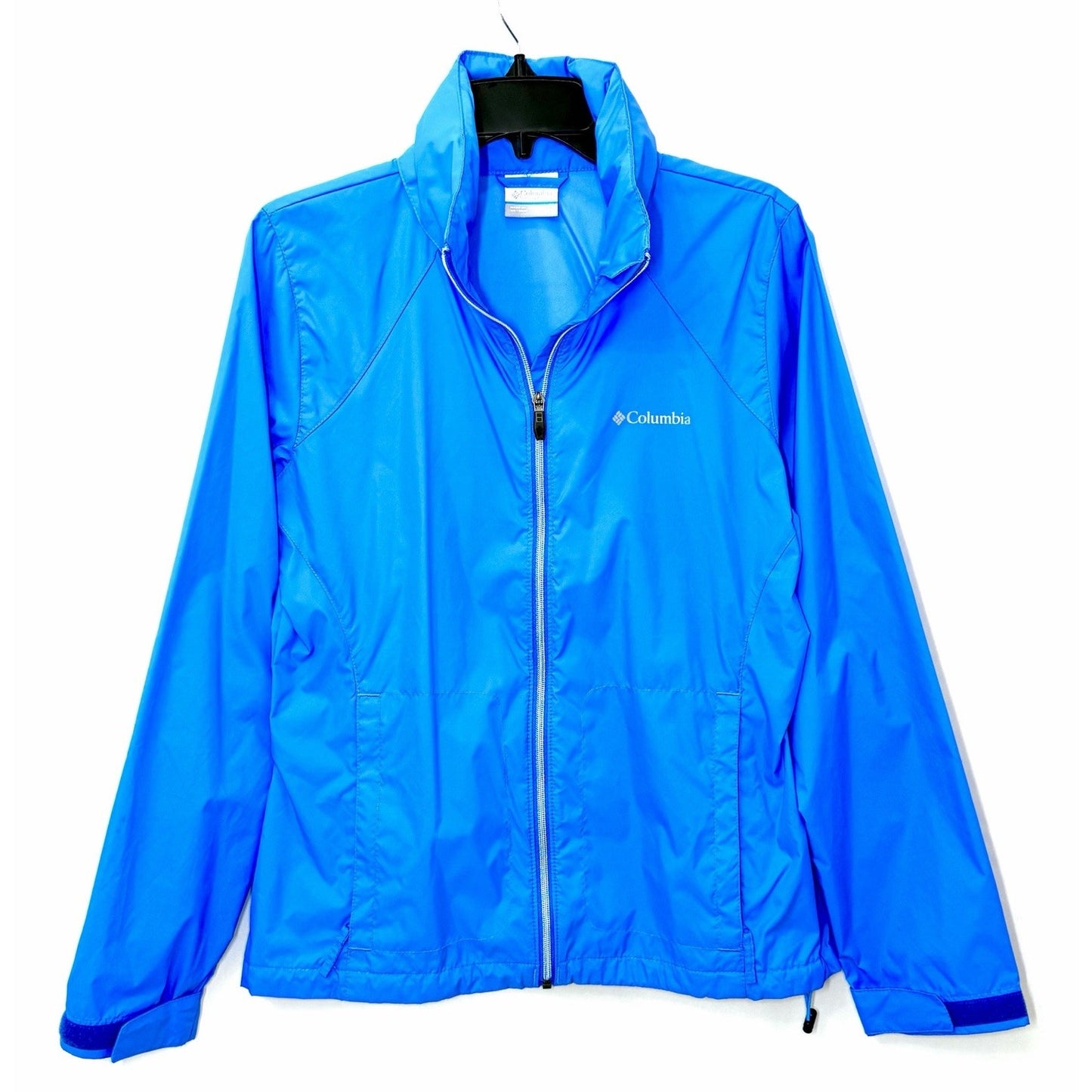 Columbia Womens Switchback III Rain Jacket Blue Sz M Packable Hooded Windbreaker