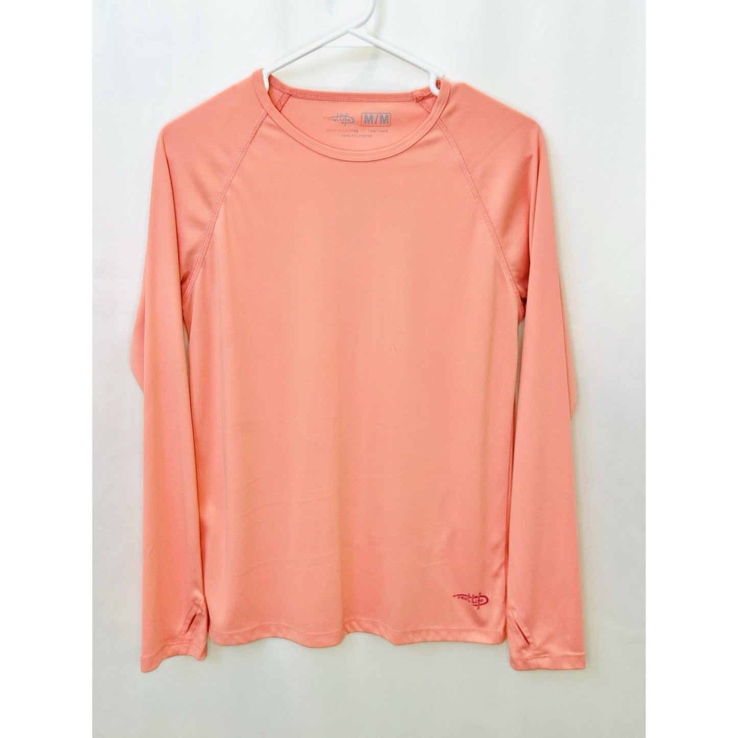 Reel Life Women's Sun Defender Round Neck Long Sleeve UV Top Coral Medium