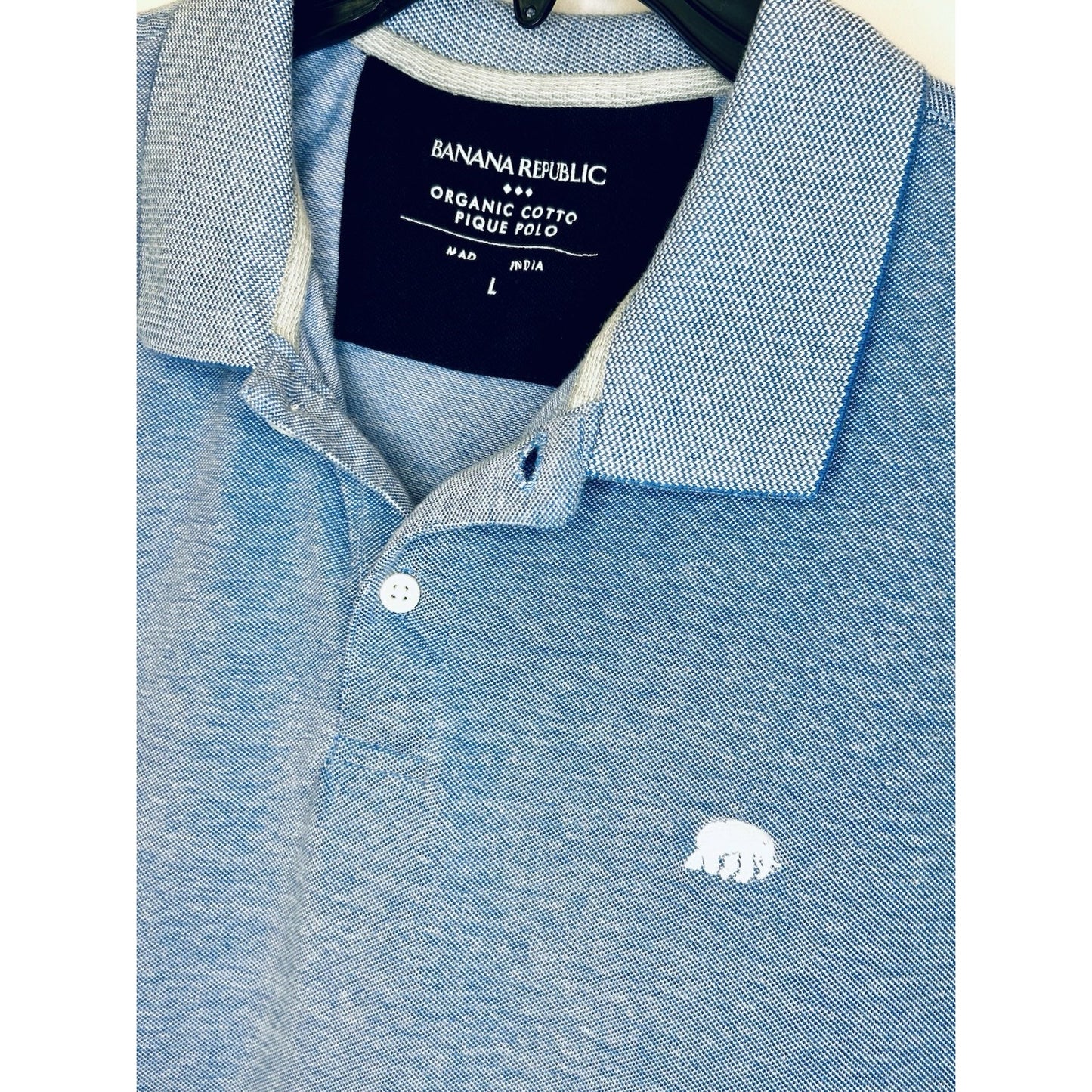 Banana Republic Polo Shirt Stretch Size Large Navy Blue Mens Short Sleeve