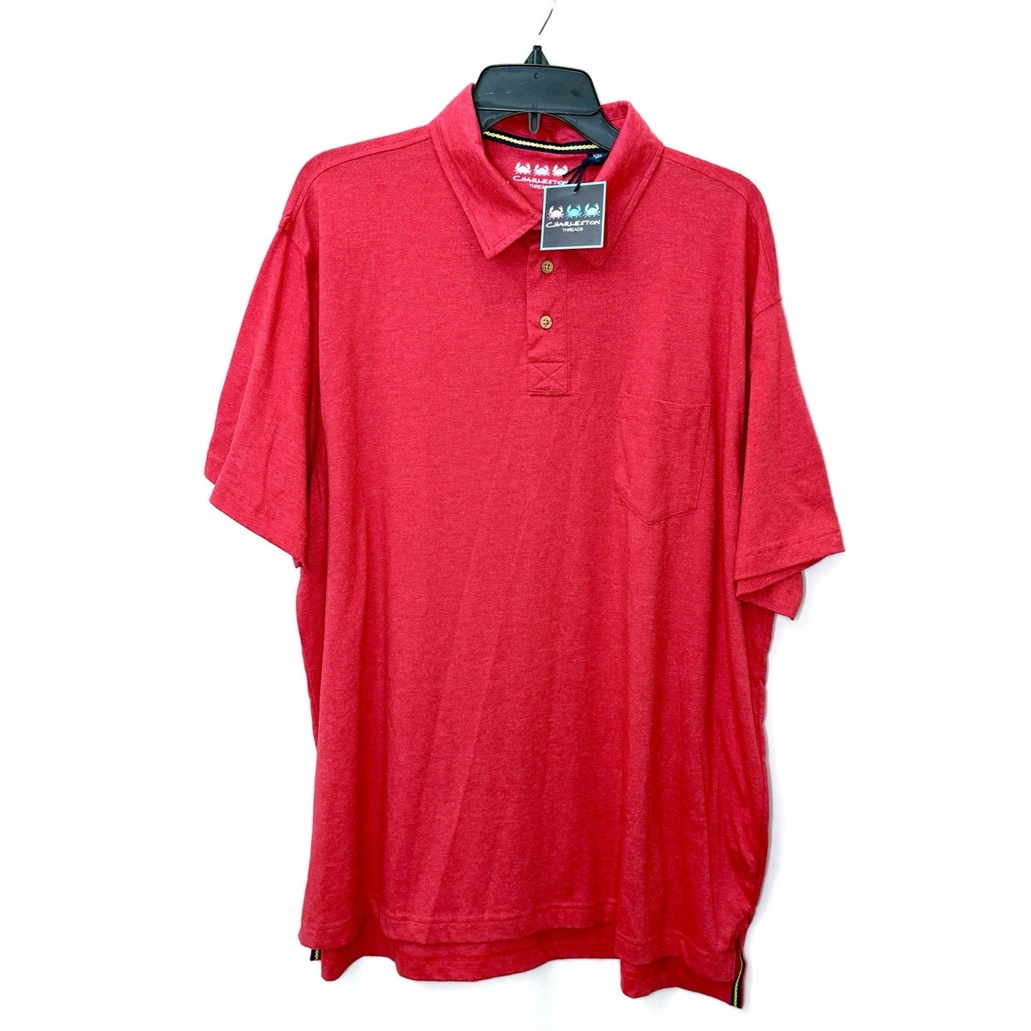 Charleston Threads Men Polo Shirt Size XXL 2XL Pink Coral Heathered NWT Pocket