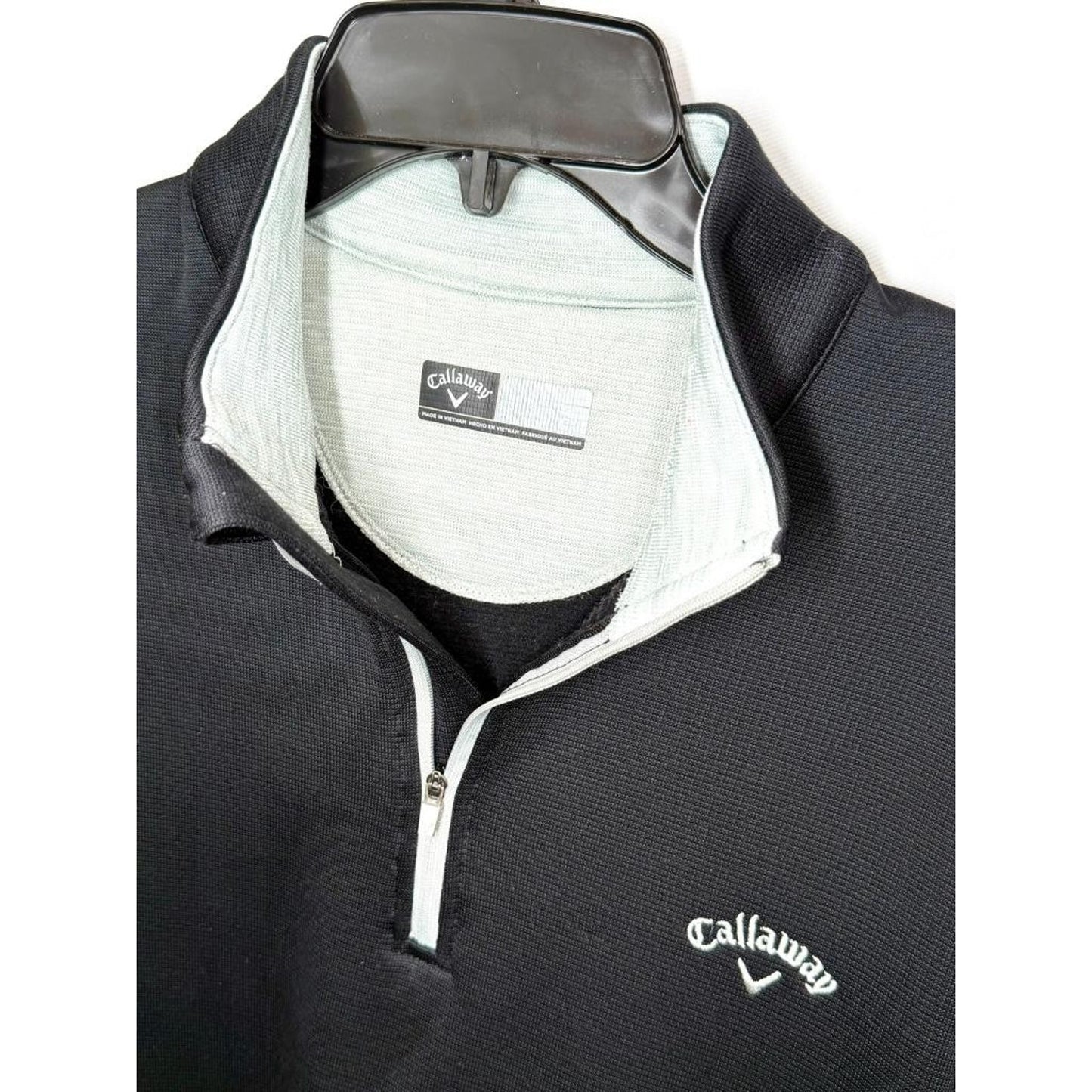 Callaway Golf Sweater Mens Large Black 1/4 Zip Fleece Pullover Jacket