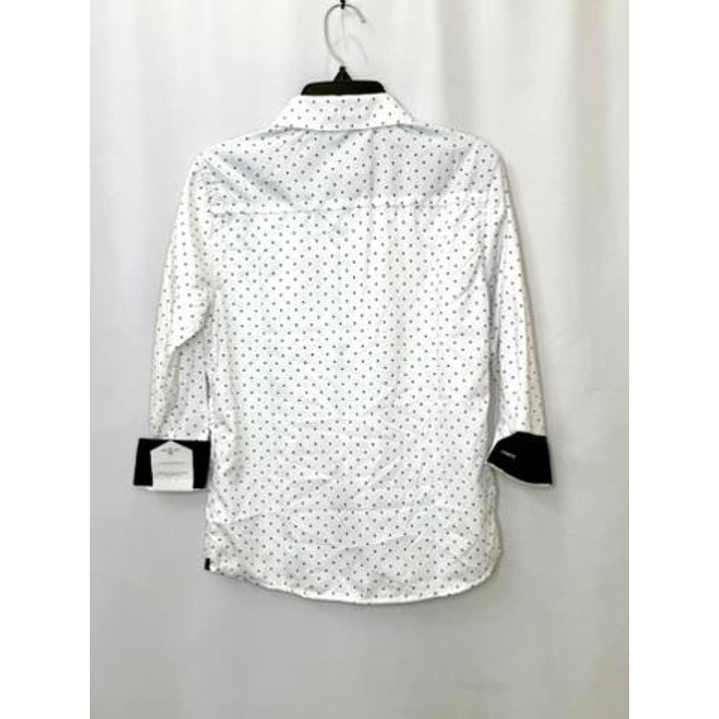 Craft Flow Boys Button Down Shirt Size 8 White Navy Anchor Pattern Long Sleeve
