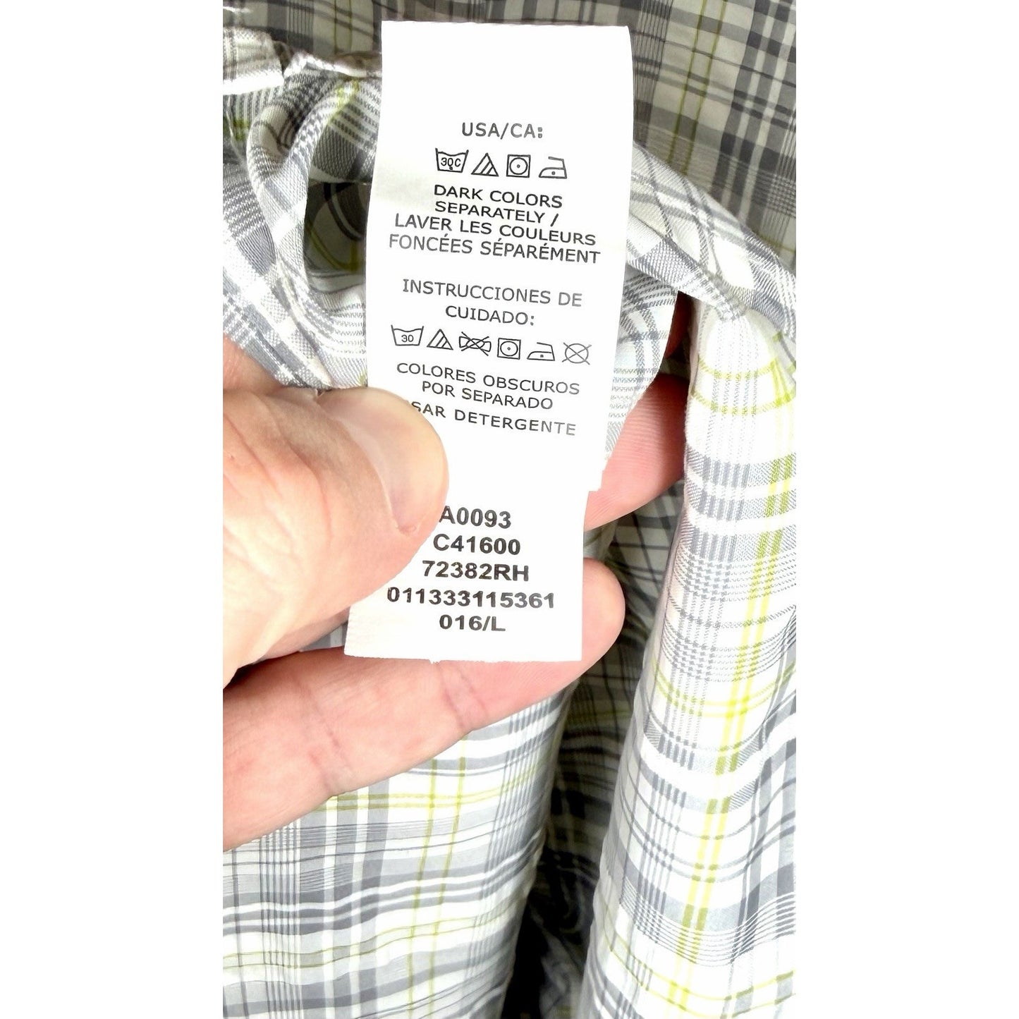 Chaps Shirt Mens Large Button Down Shirt Short Sleeve Grey Easy Care