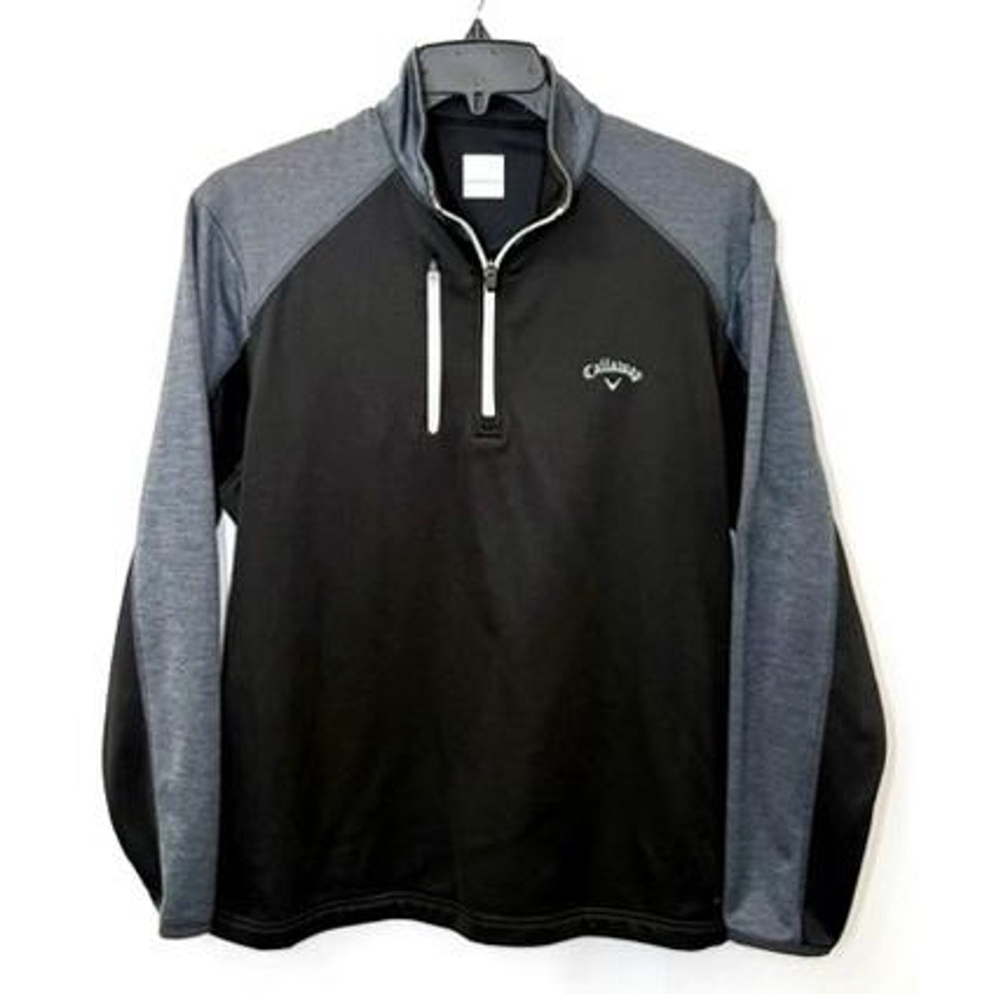 Callaway Golf Pullover Mens Medium Black Gray 1/4 Zip Fleece Lined Sweater