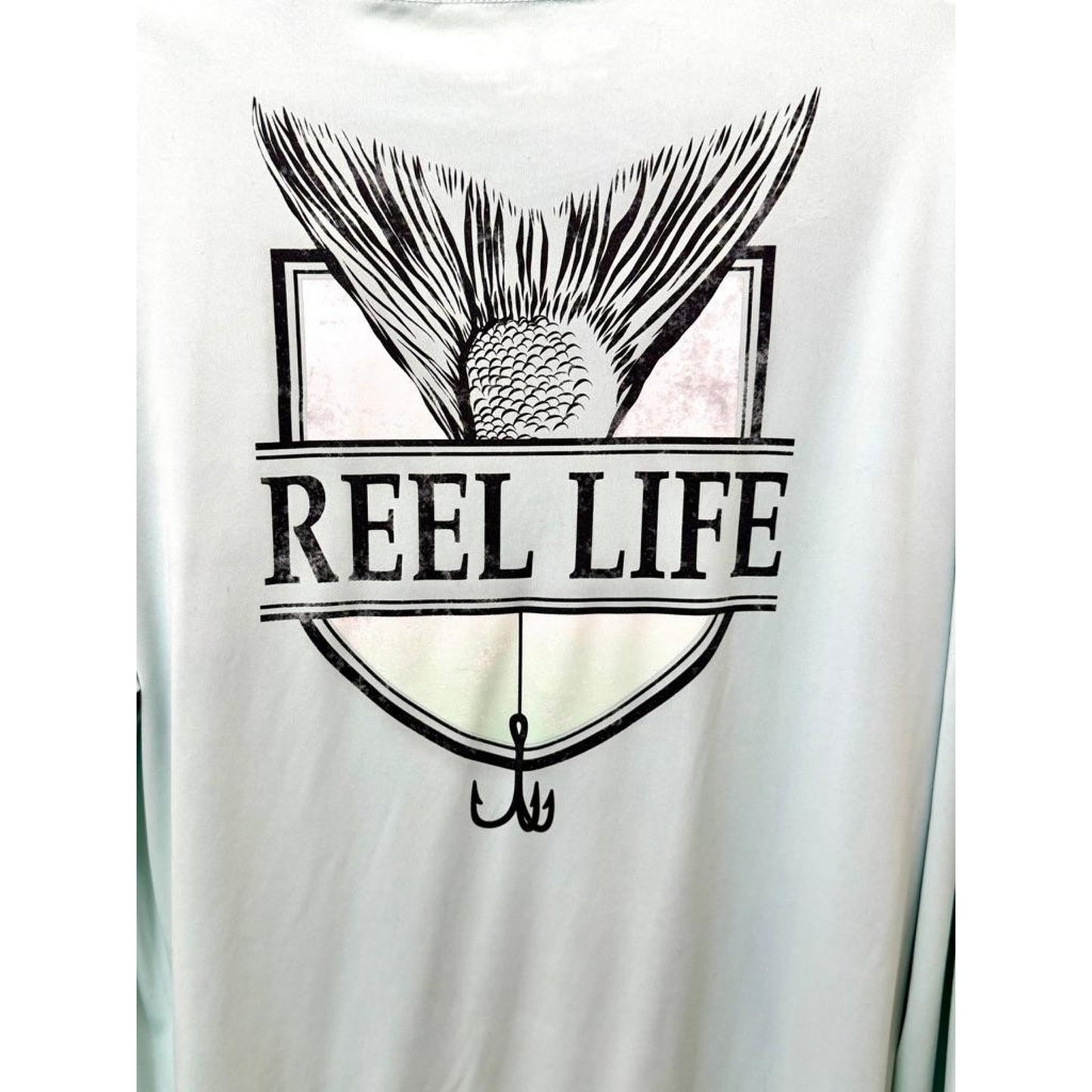 Reel Life Fishing Shirt Mens Large Mint Green Long Sleeve Performance UV Tee