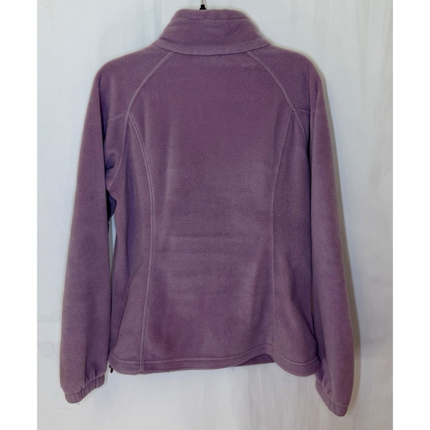Columbia Women's Gray Polyester Jacket L Full Zip Solid Fleece Pockets Purple