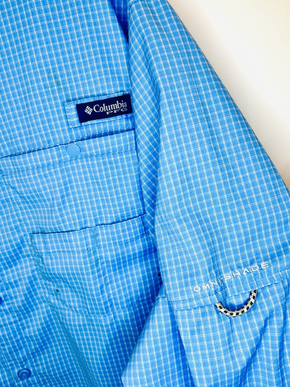 Columbia Super Tamiami Shirt Men's Large Blue PFG Vented Button Down Omni Shade