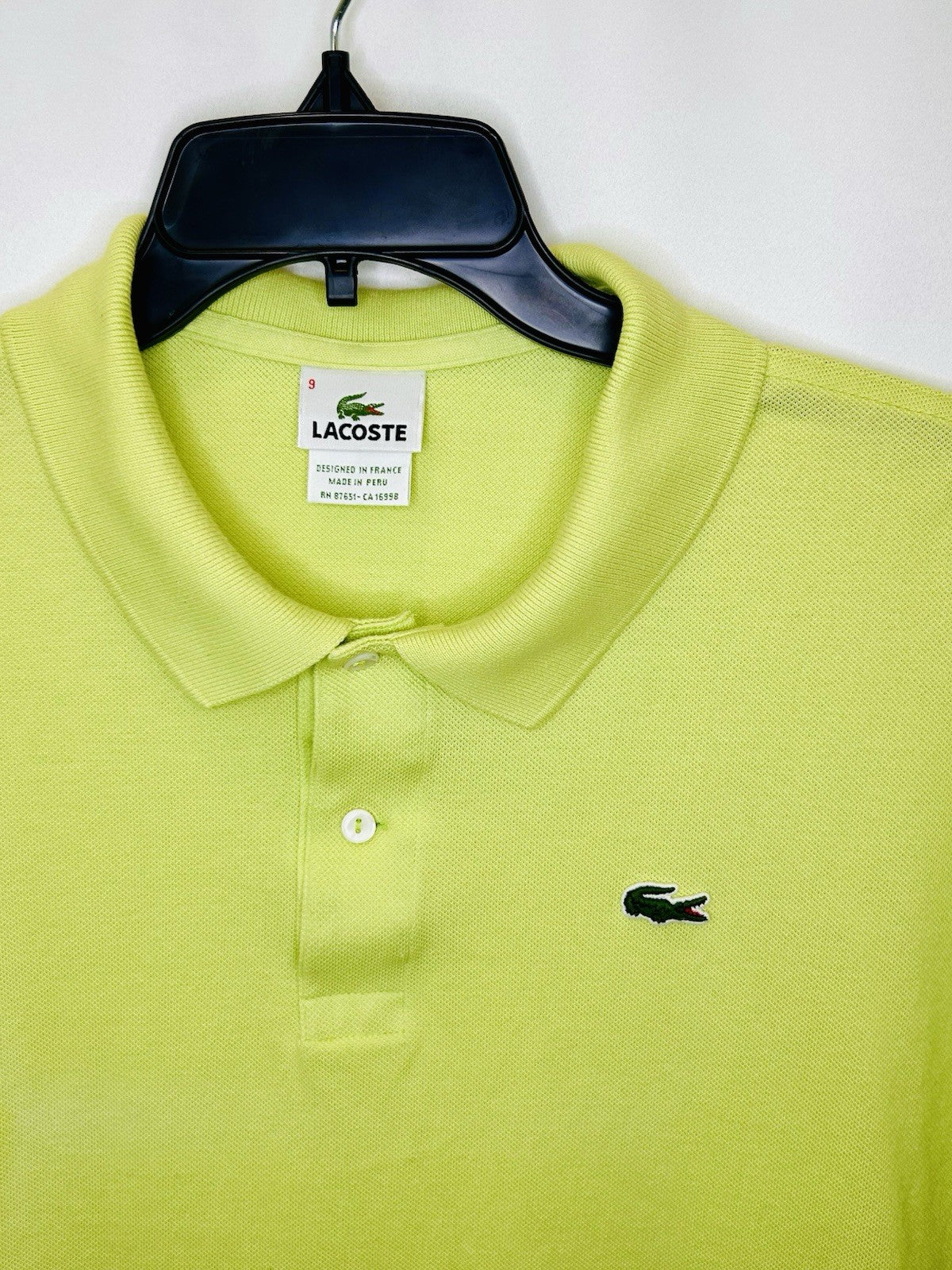 Lacoste Lime Green Devanlay Pique Mesh Polo Shirt Men’s Size 9