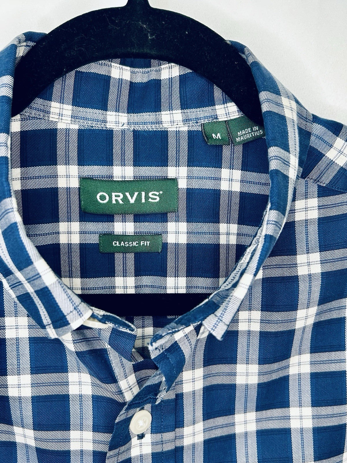 Orvis Shirt Mens Medium No Wrinkle Gingham Plaid Button Down Long Sleeve Fishing
