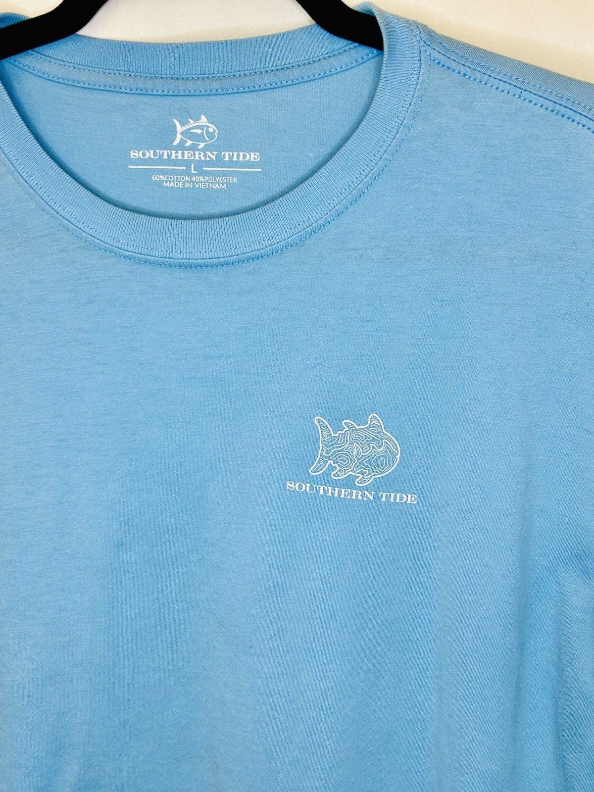 Southern Tide Mens Barware Fish Tee T-Shirt Large Bar Theme Light Blue