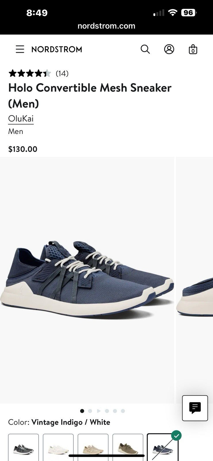 Olukai Holo Convertible Mesh Sneaker - Indigo/White - Men’s 11.5 / Retail $130