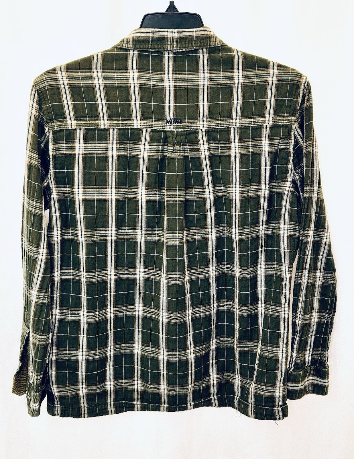 Kuhl Flannel Mens Large Beige Dillingr Plaid Hiking Outdoor Soft Long Sleeve