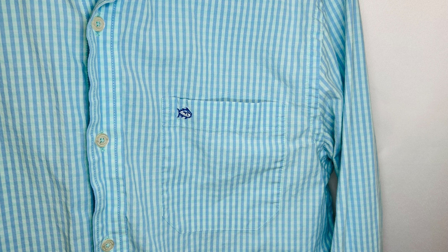 Southern Tide Camana Bay Gingham Sport Shirt - Offshore Green Mens S Stretch
