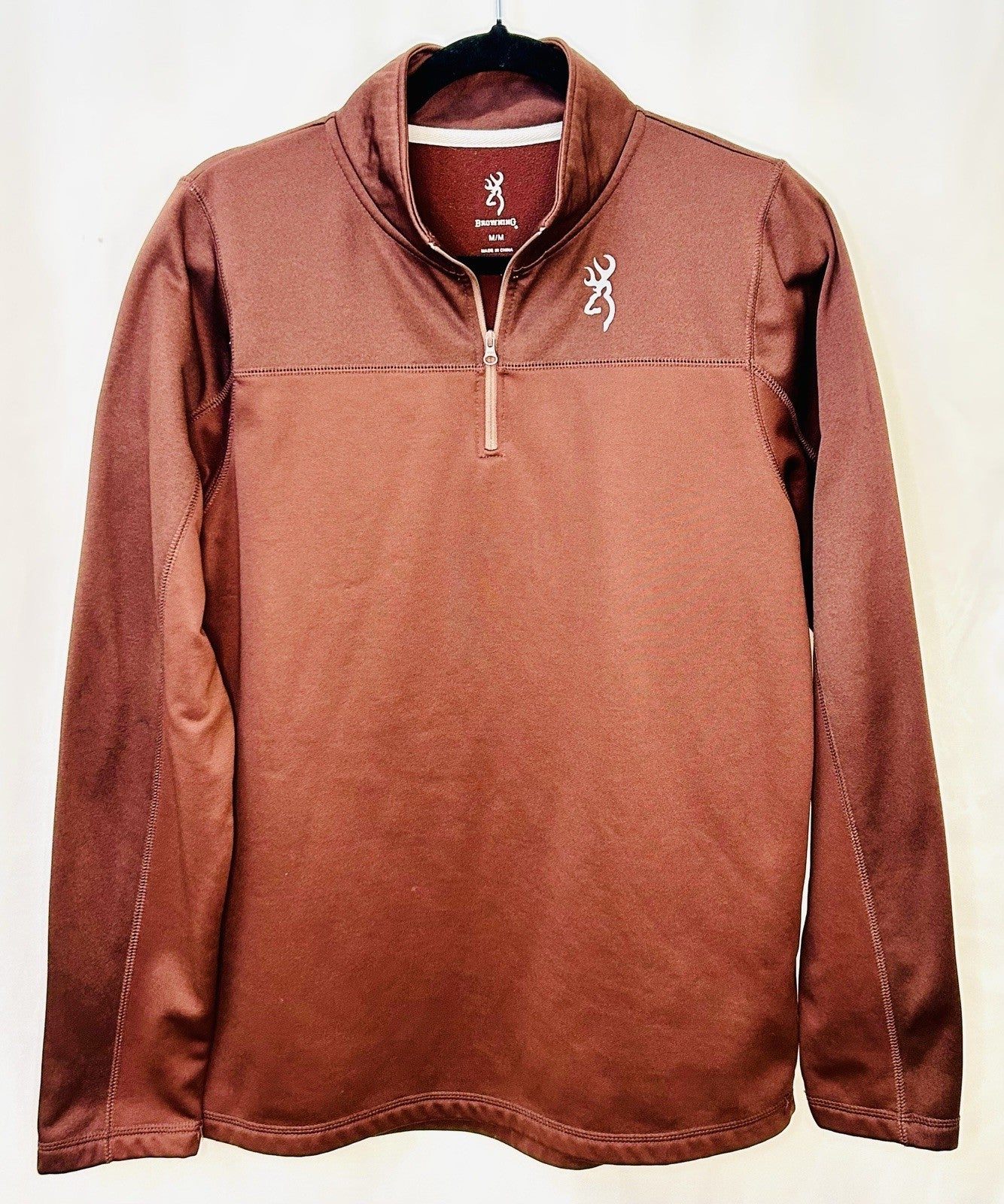 Browning Sweater Mens Medium Brown Polyester Quarter Zip Pullover Hunting