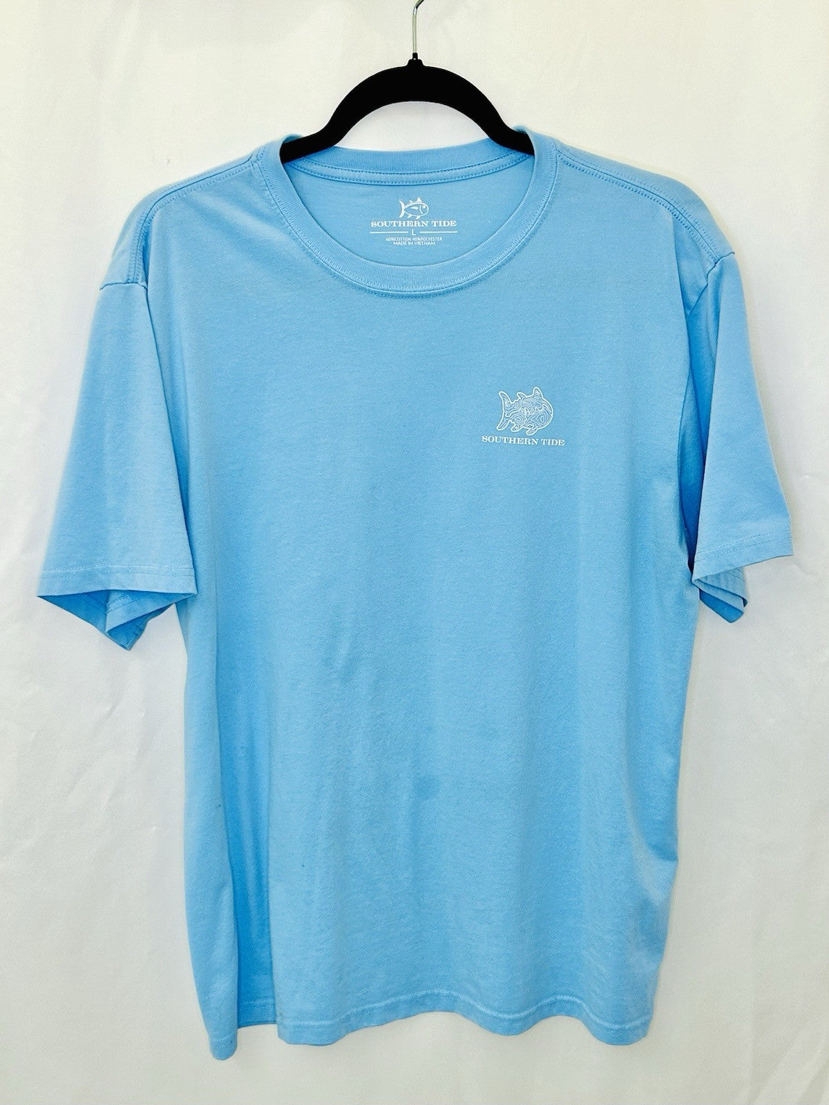 Southern Tide Mens Barware Fish Tee T-Shirt Large Bar Theme Light Blue