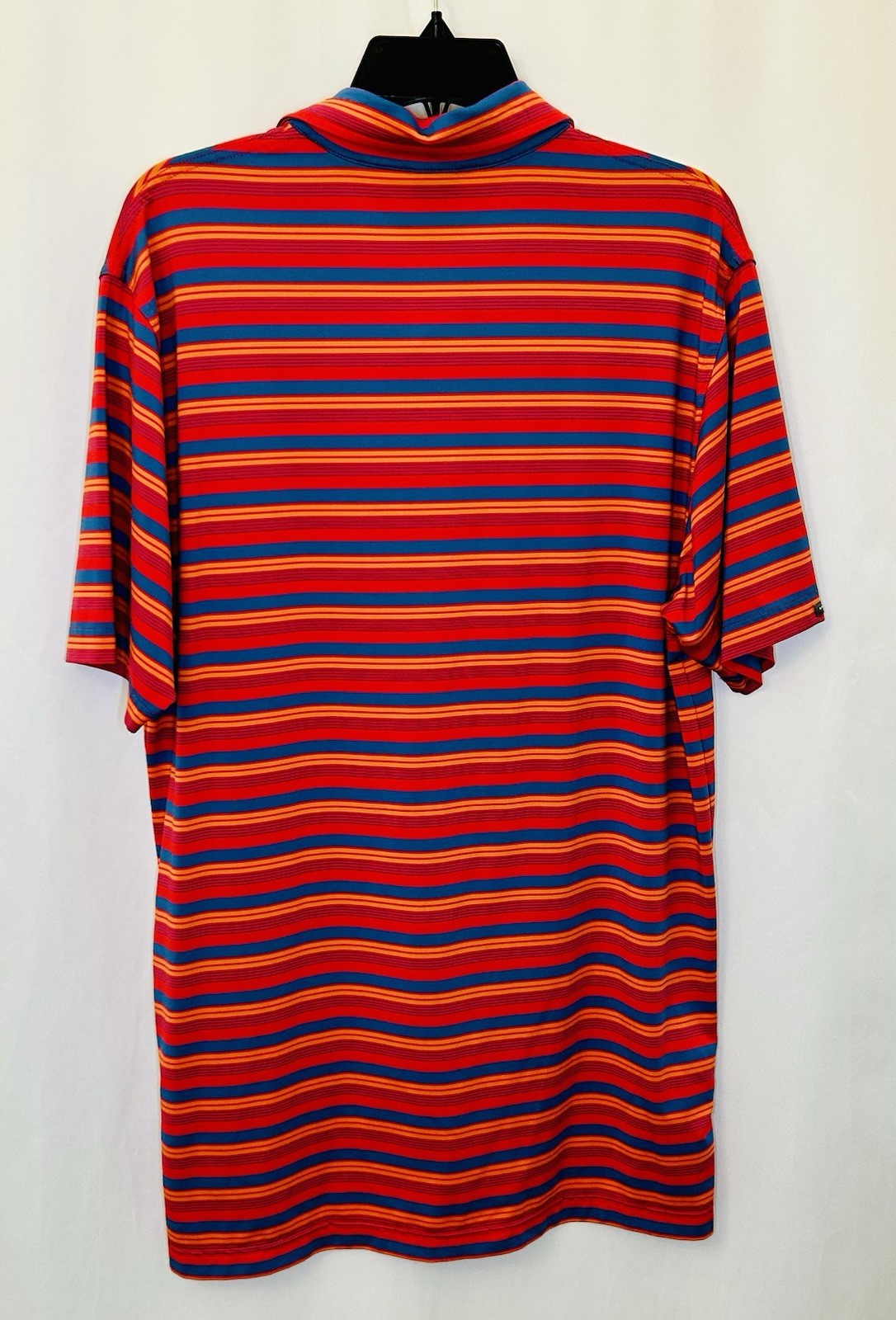 DUNNING Mens Short Sleeve Blue Red Orange Striped Polo Golf Shirt SZ Medium