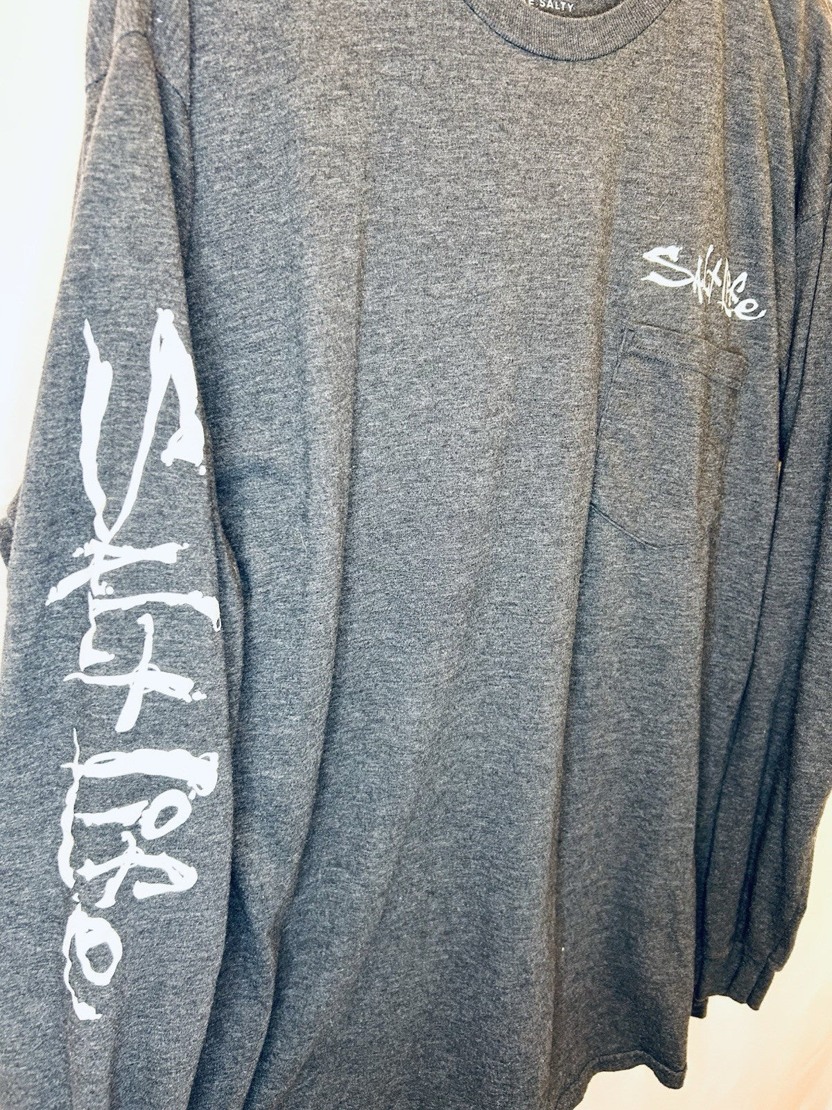 Salt Life Graphic T-shirt Mens XL Cotton Grey Long Sleeve | Hook, Line, Sinker