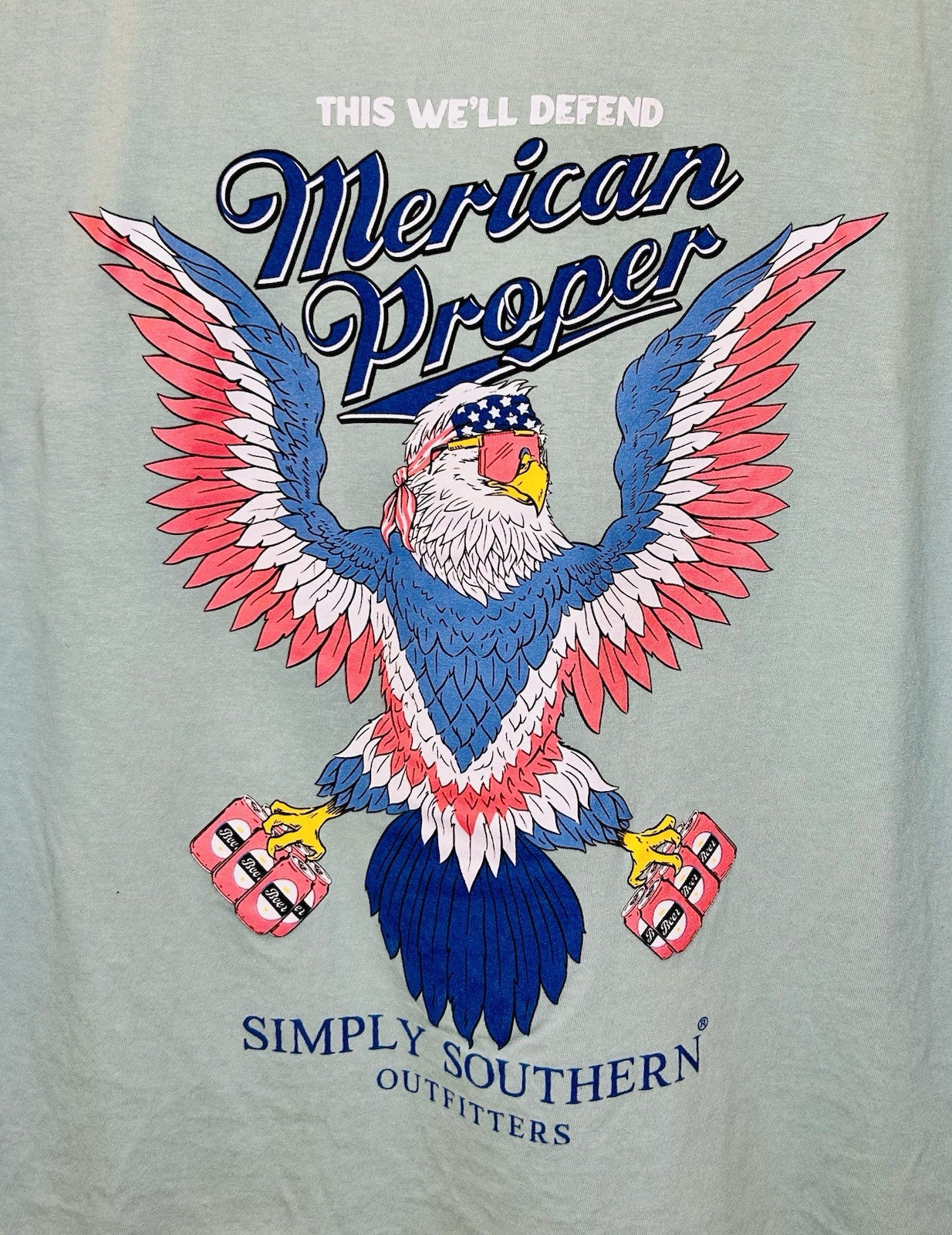 Simply Southern Men's Merican ChinChilla Light Teal T-Shirt MERICAN-CHINCHILLA