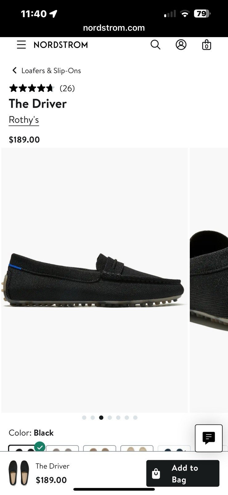 Rothy's The Driver Loafer - Black - Size W11 / M9.5 /EU41 - $189 Retail