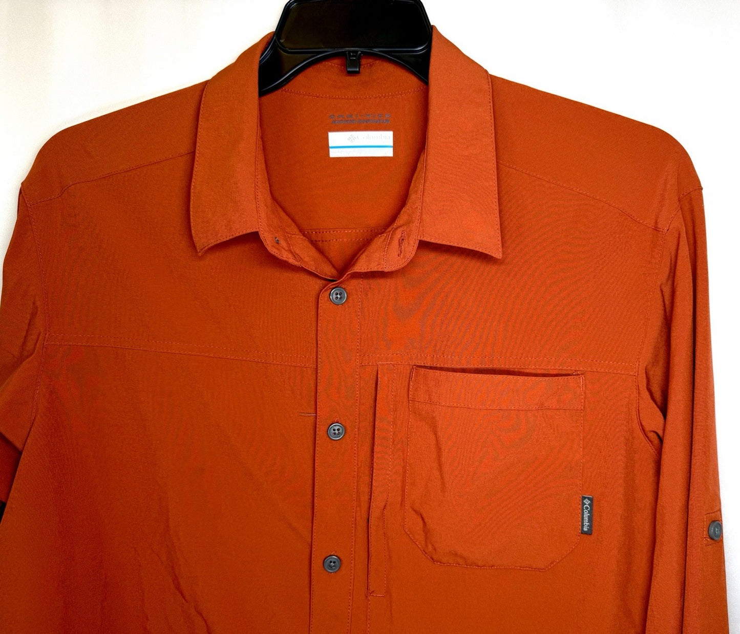 Columbia Shirt Men Large Red/Orange Button-Up Omni-Wick Advanced Evaporation