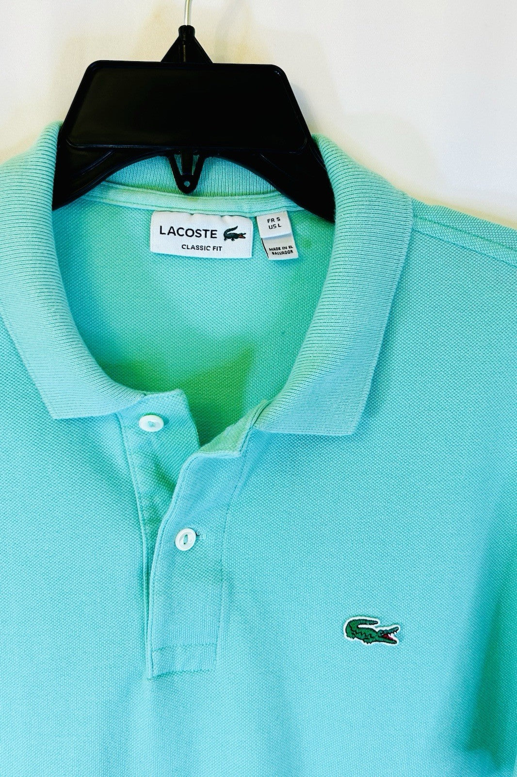 Lacoste Shirt Men's Large Lime Green Regular Fit Crocodile Short Sleeve