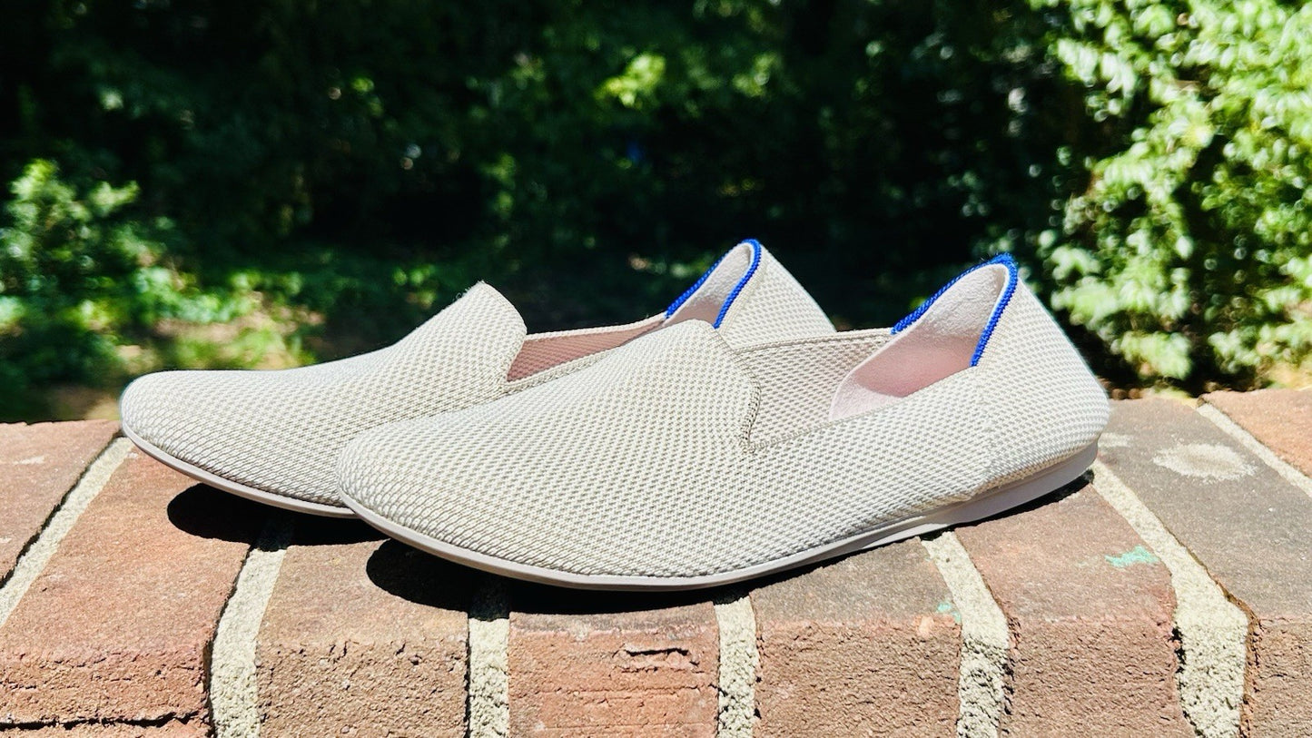 Rothy's the Loafer in Linen Double Stitch Size 9 - Brown White Slip On Shoes