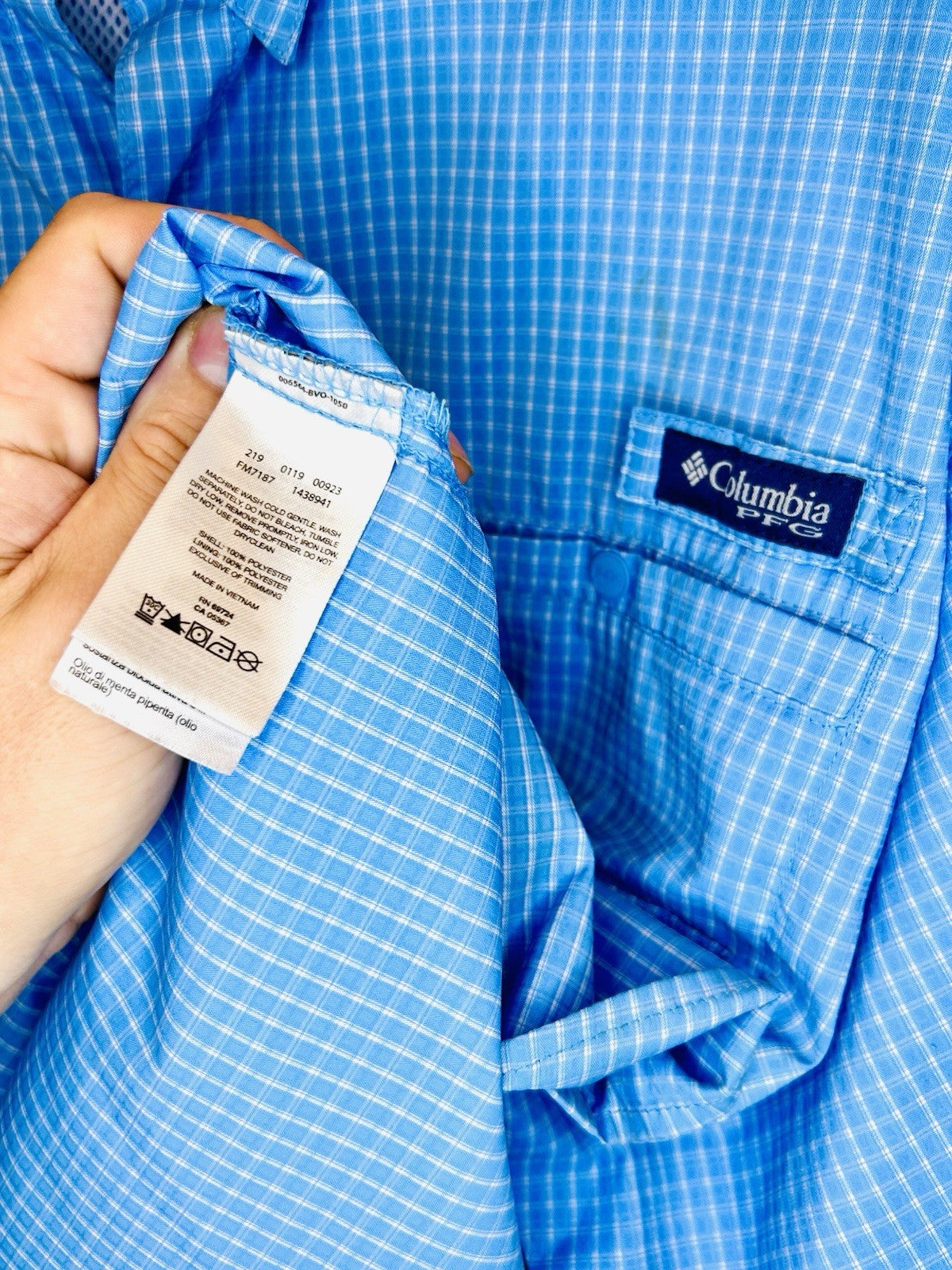 Columbia Super Tamiami Shirt Men's Large Blue PFG Vented Button Down Omni Shade