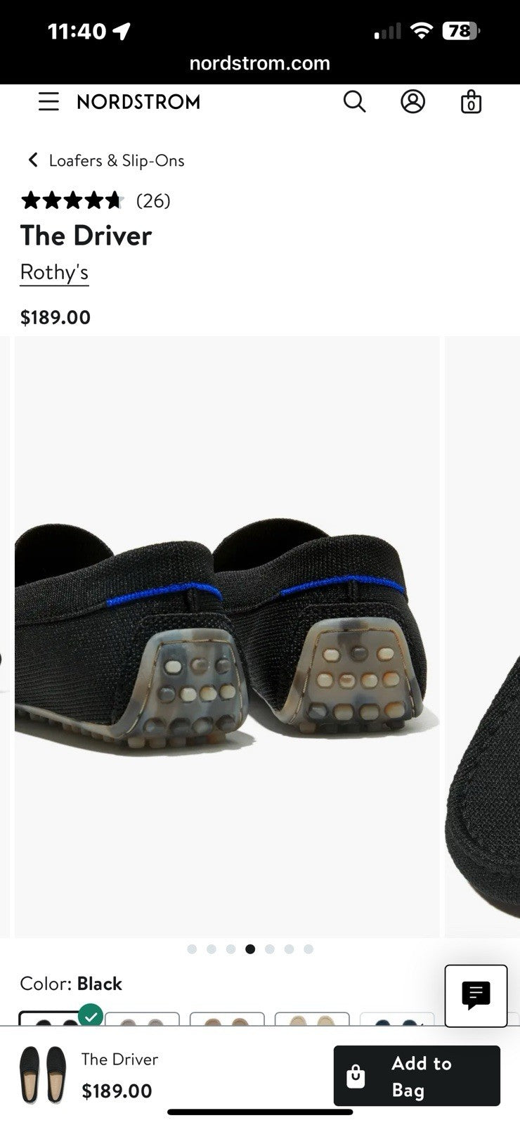 Rothy's The Driver Loafer - Black - Size W11 / M9.5 /EU41 - $189 Retail