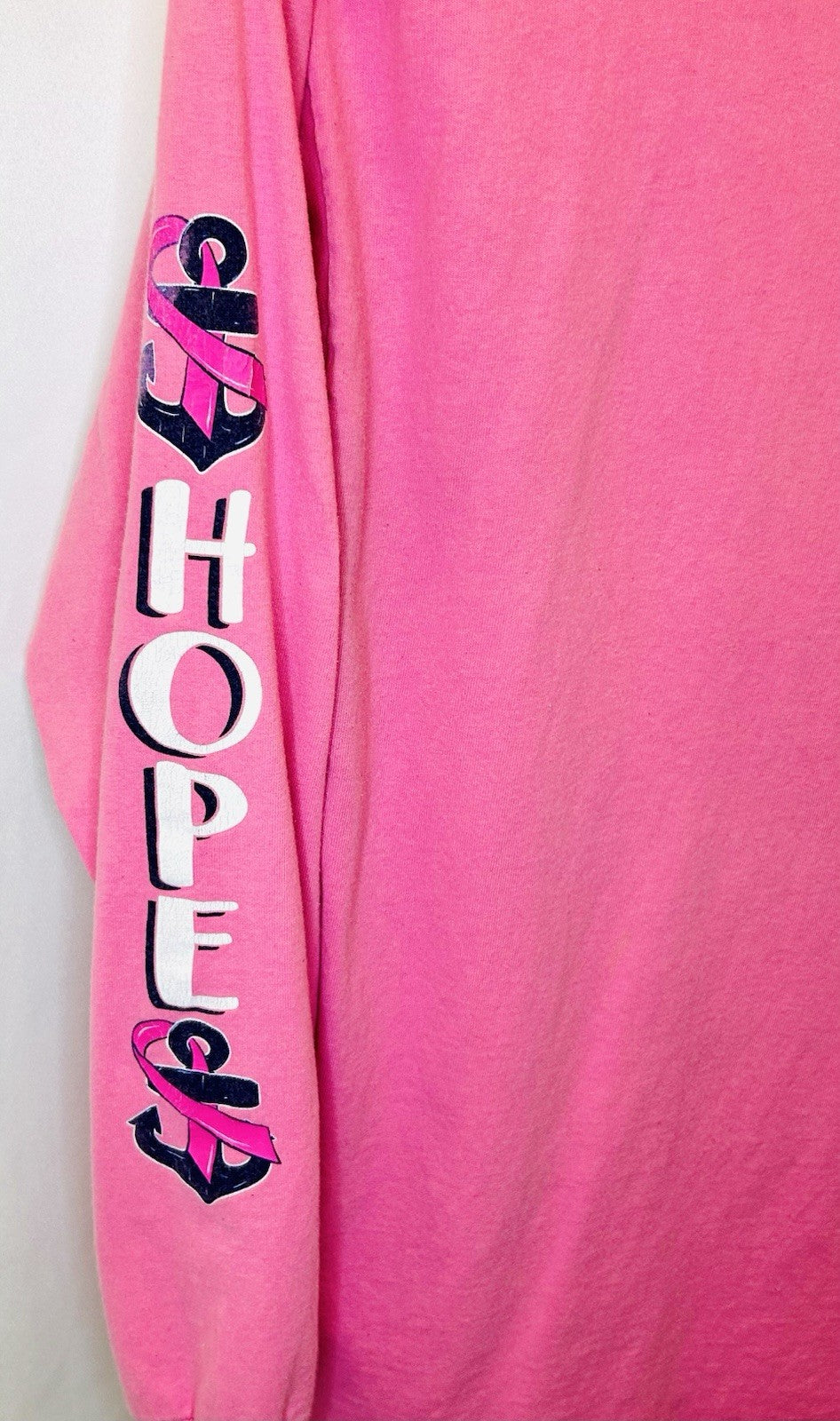 Simply Southern Womens L Large T-Shirt Long Sleeve Pink Ribbon Hope Logo
