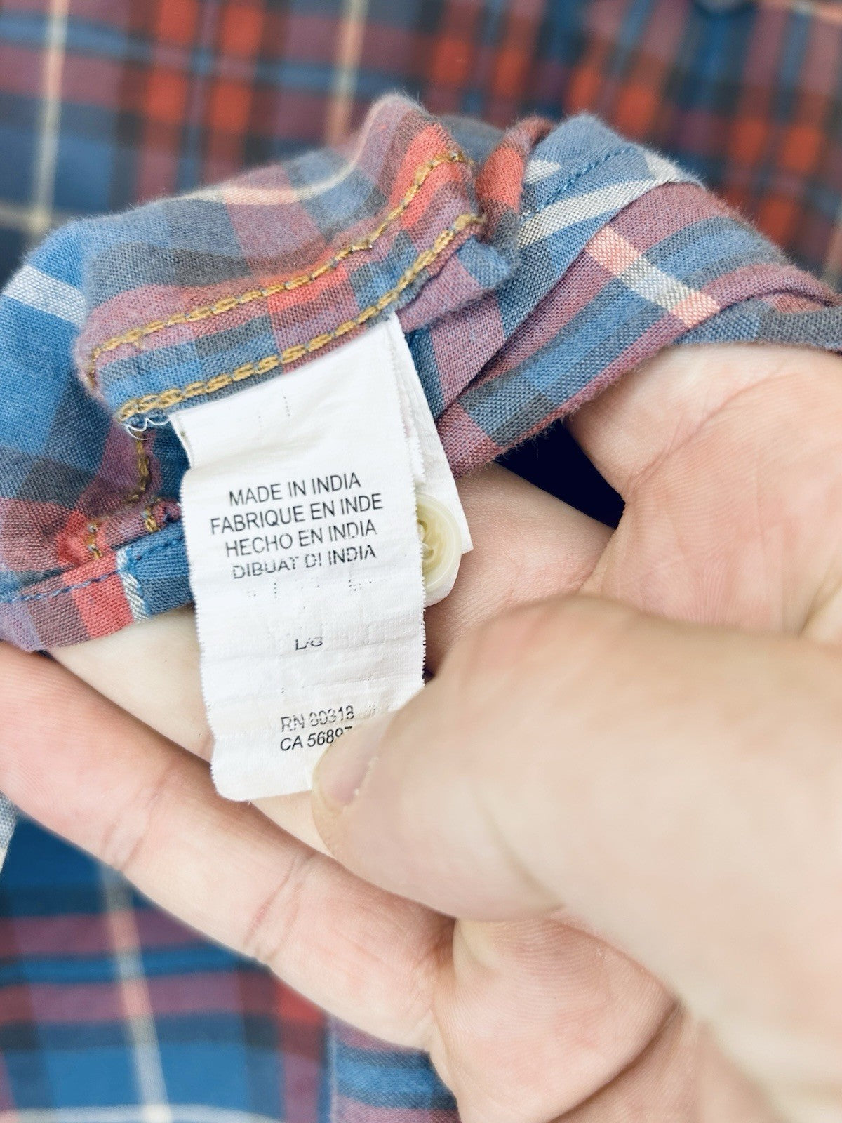 Lucky Brand Long Sleeve Button Front Plaid Classic Fit Shirt Men's Size L