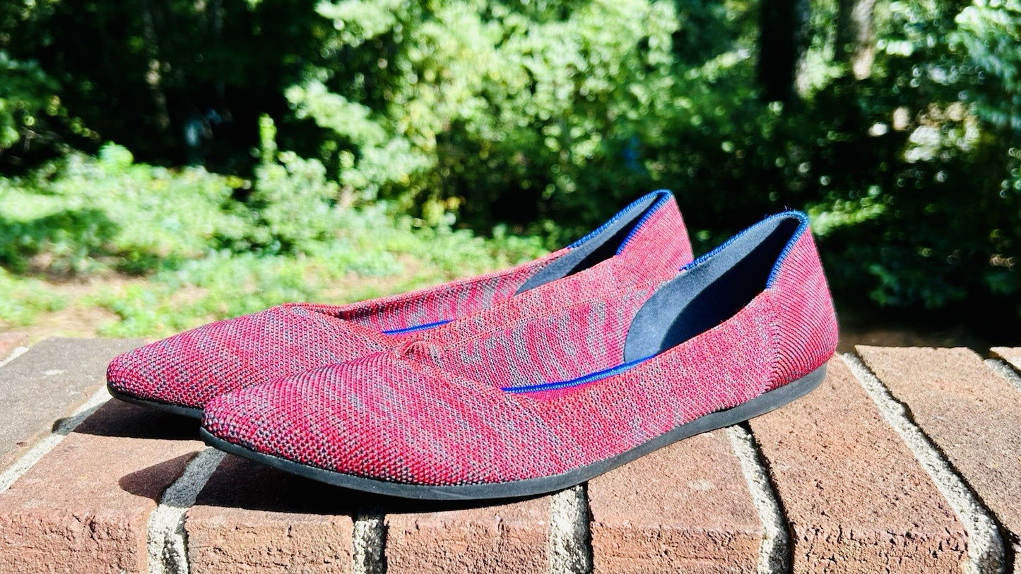 Rothys The Point Ballet Flats Womens W9 Red Knit Fabric Casual Comfort Shoes