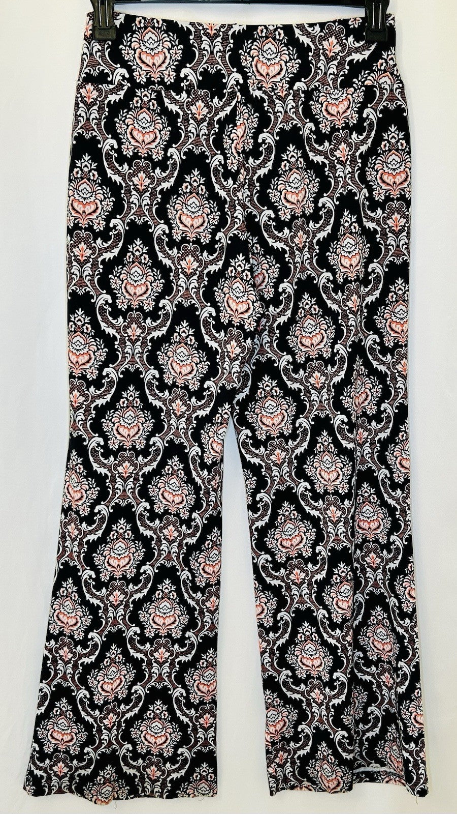 Robert Louis Stretchy Pants Black/Red Geometric Size M Pull On Wide Leg