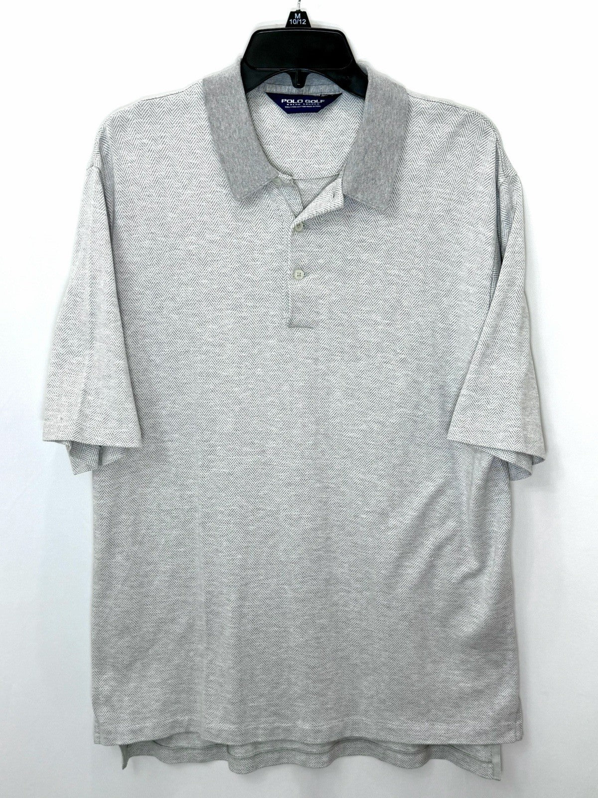 Polo Golf Ralph Lauren Pima Cotton Polo Shirt Men L Gray Herringbone Knit Luxury