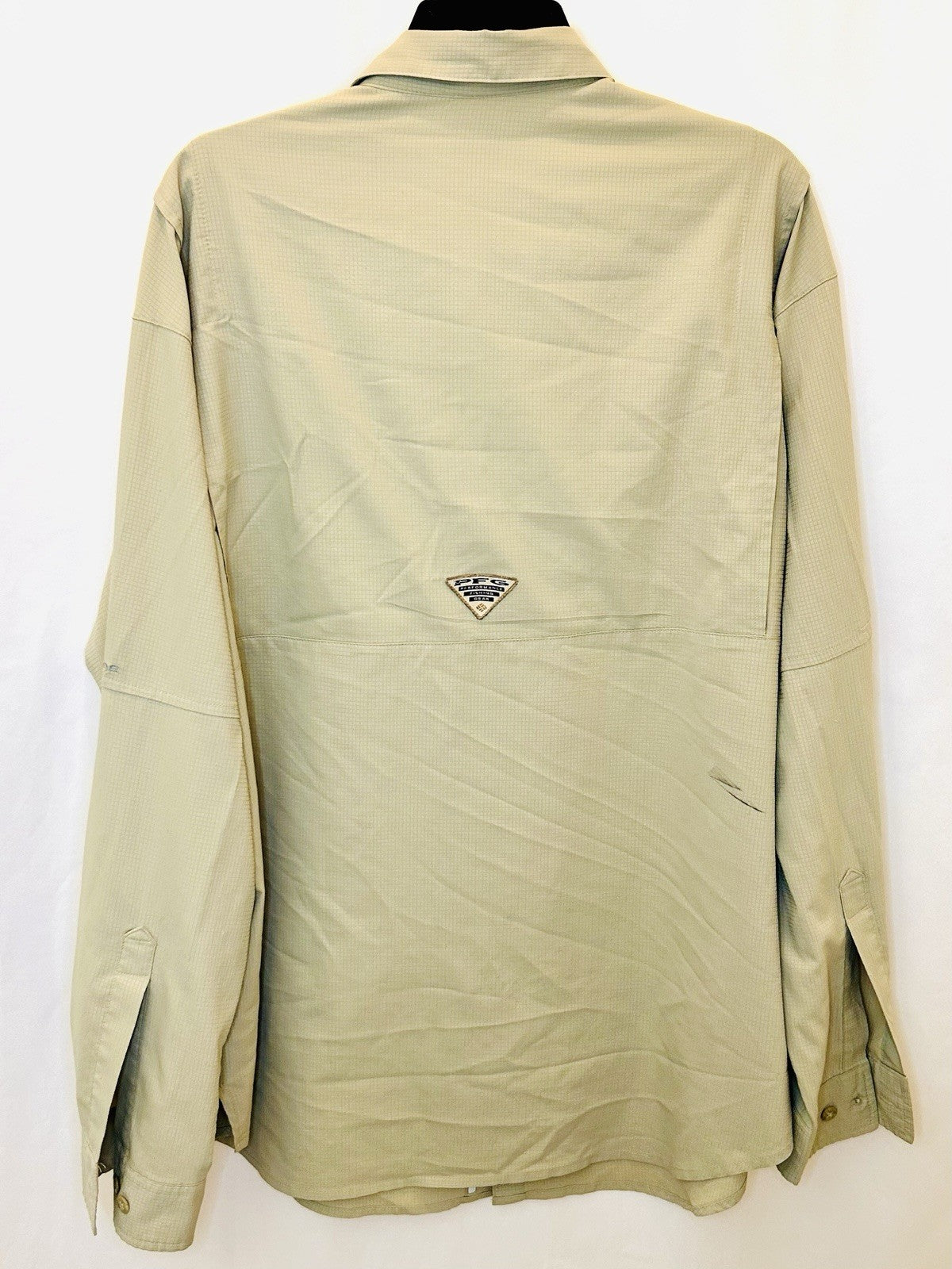 Columbia Men's Large PFG Shirt Omni Shade Vented Long Sleeve Button Beige