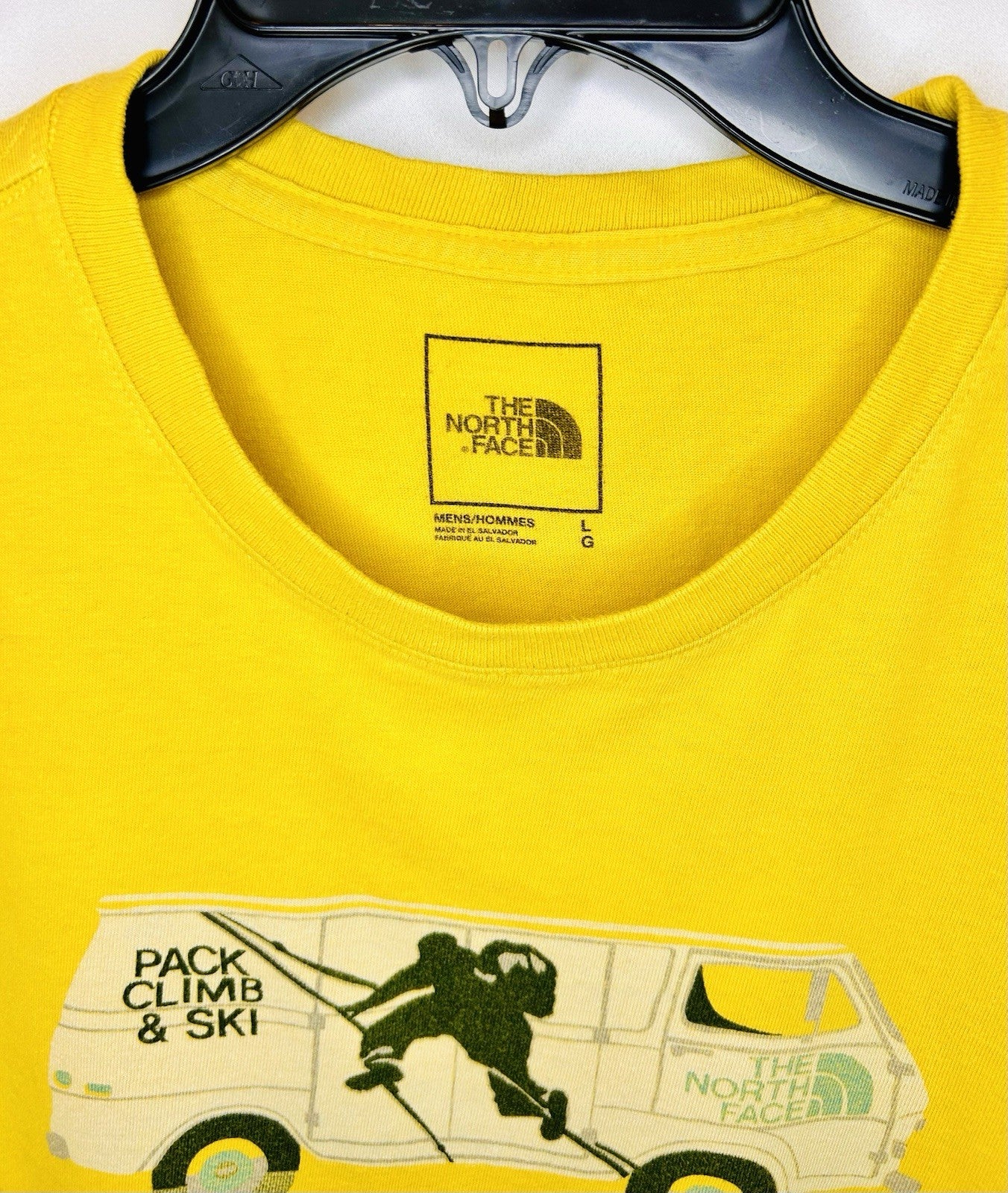 The North Face Shirt Mens L Large Yellow Graphic Pack Climb Ski Camping Hiking
