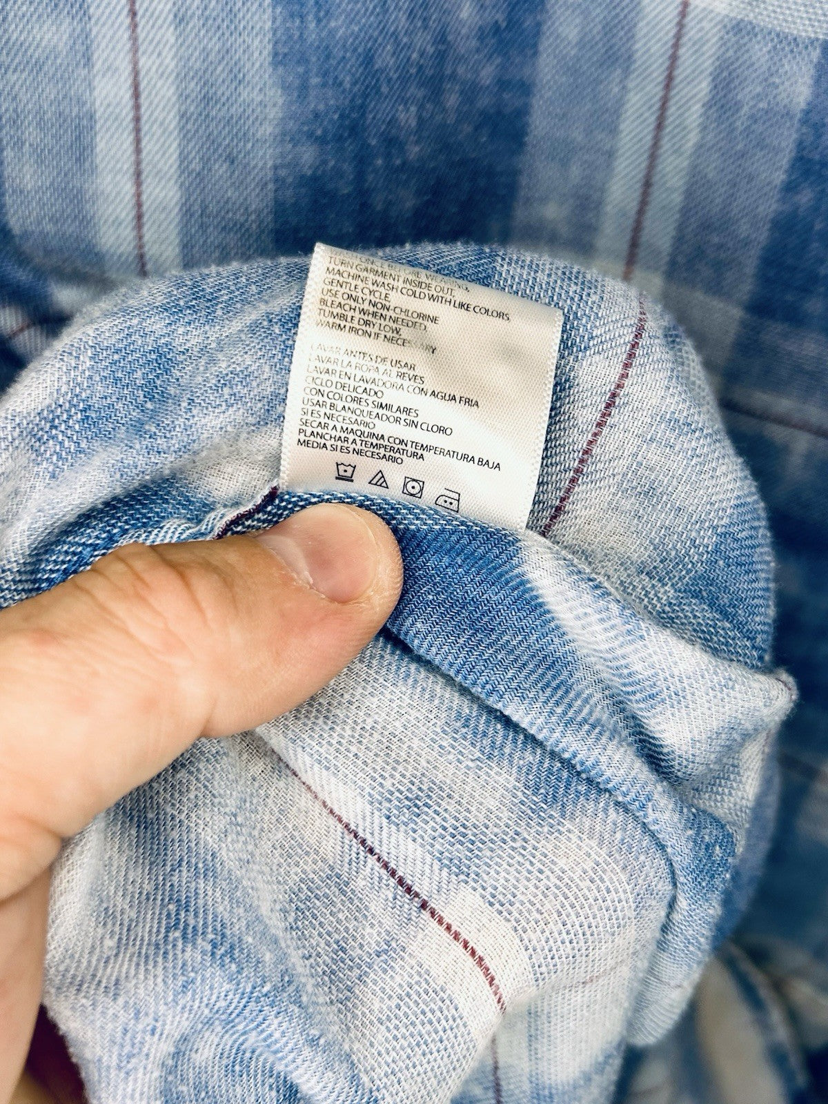 Original WeatherProof Vintage White/Blue Plaid Button Up Long Sleeve Shirt Large