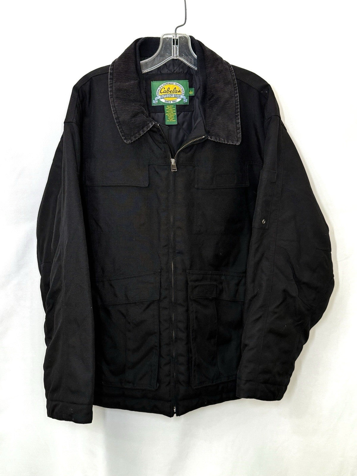 Vintage Cabelas Outdoor Gear Jacket Mens L Black Nylon Quilted Insulated Work