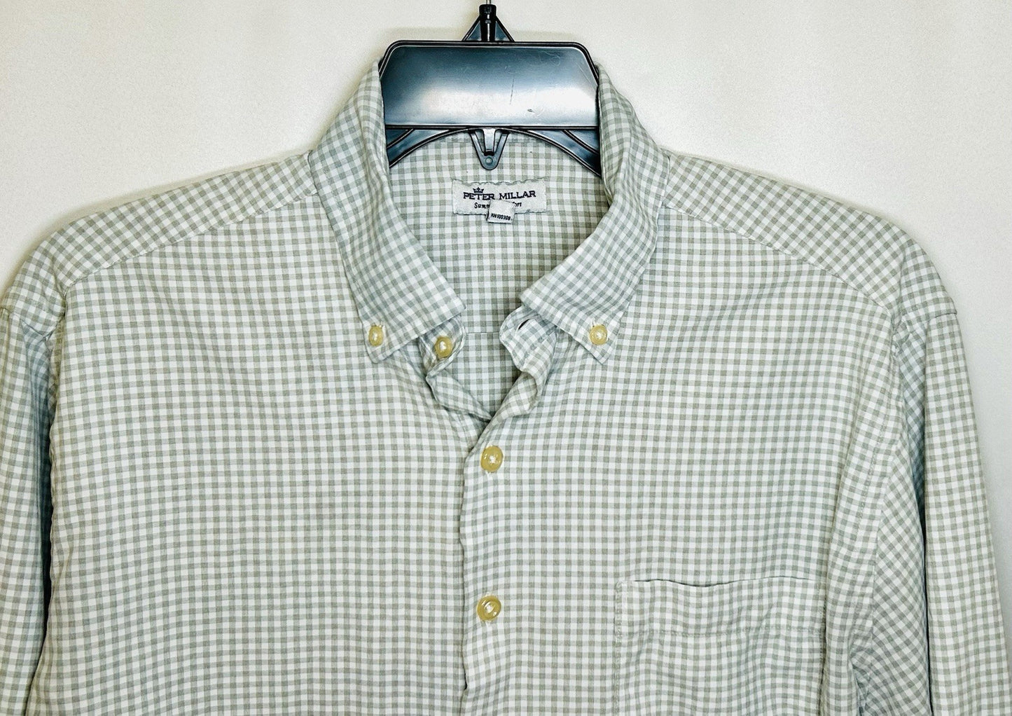 Peter Millar Summer Comfort Shirt Nylon Stretch Medium Blue Plaid