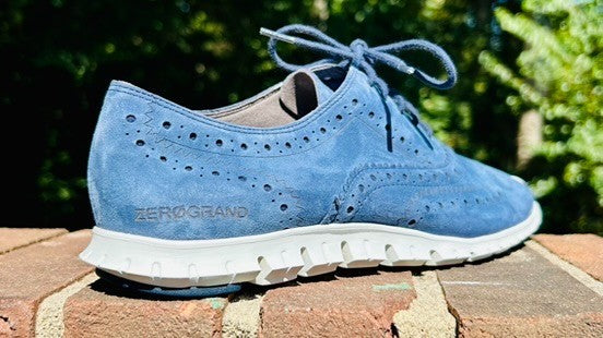 Cole Haan Zerogrand Wingtip Oxfords Blue Suede Women's Shoes Size 7.5 B EUC