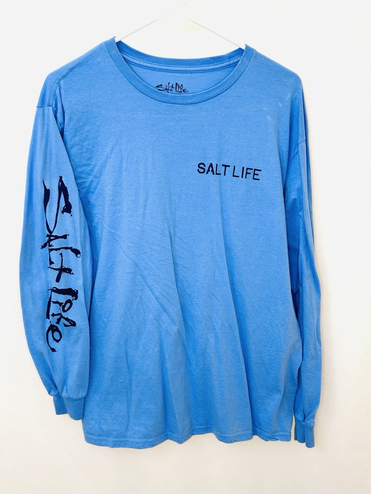 Salt Life Graphic T-shirt Mens Medium Cotton Blue Long Sleeve Fishing