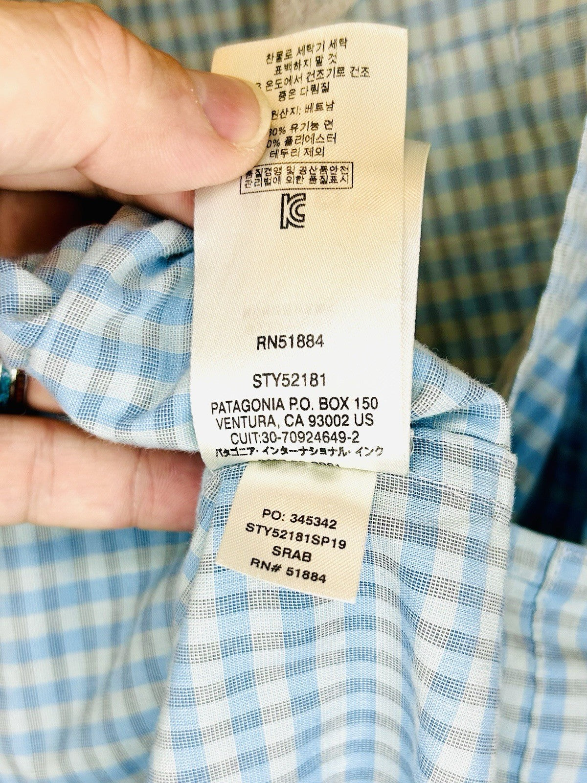 Patagonia Men’s Long Sleeve Light Blue Island Hopper Shirt Size Large