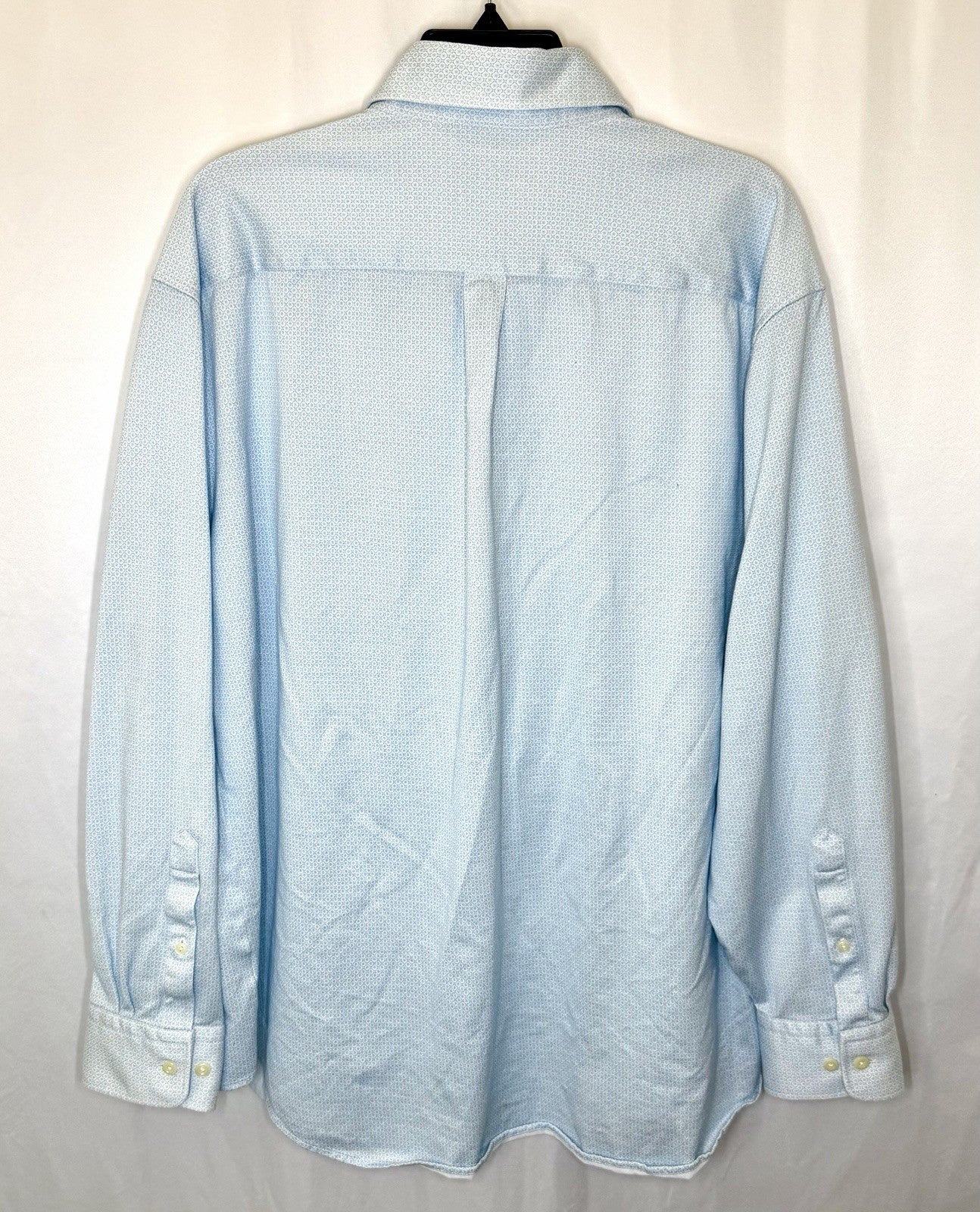 Peter Millar Button Up Shirt Mens XXL White Blue Geometric Cutaway Collar Casual