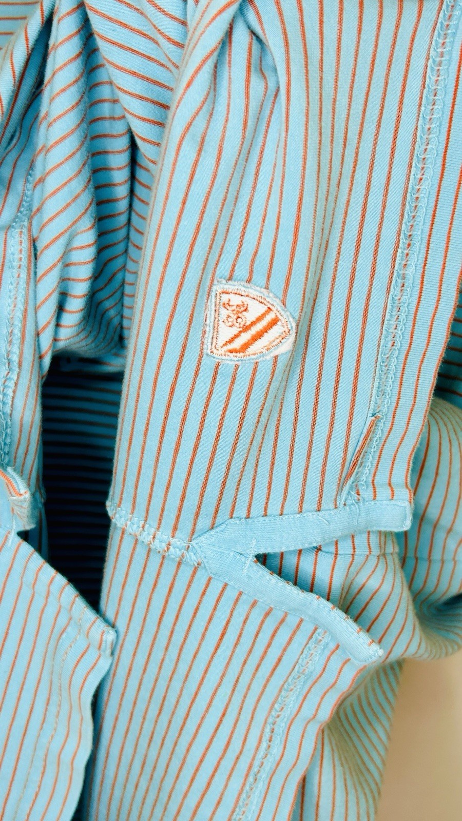 Cremieux Classics Golf Polo Men’s Large Baby Blue/Orange Striped