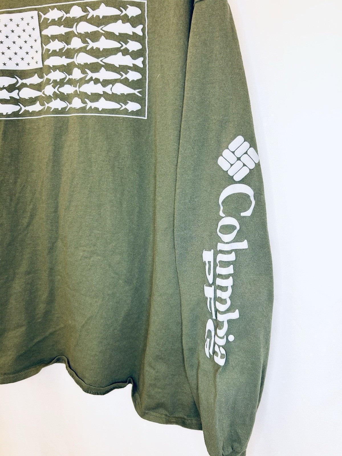 Columbia Men’s PFG Sportswear Long Sleeve T-Shirt Large | Olive Green With Logo