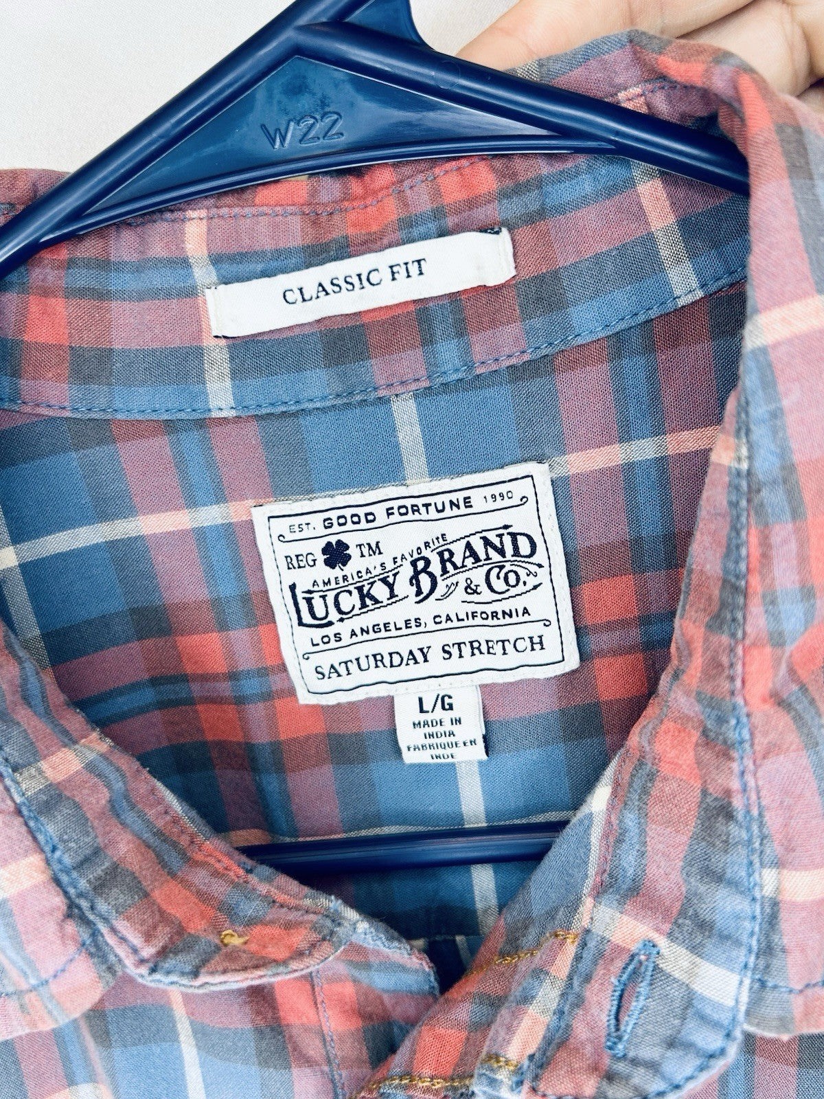 Lucky Brand Long Sleeve Button Front Plaid Classic Fit Shirt Men's Size L