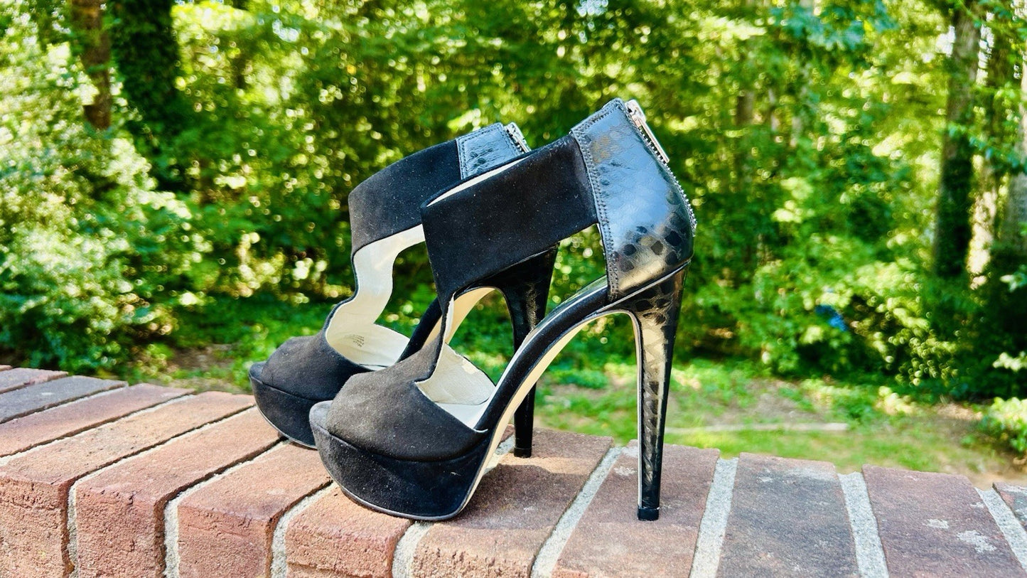 Michael Kors Women's Leighton Open Toe Suede Sandal Graphite Size 7 M