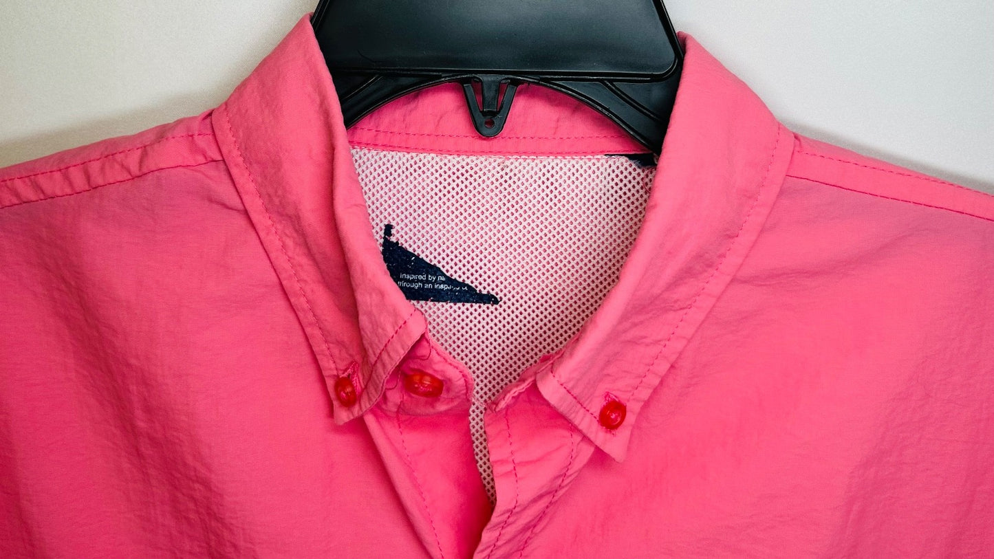 Spicy Tuna Hot Pink Fishing Shirt Mens Medium Nylon Outdoors Summer Short Sleeve