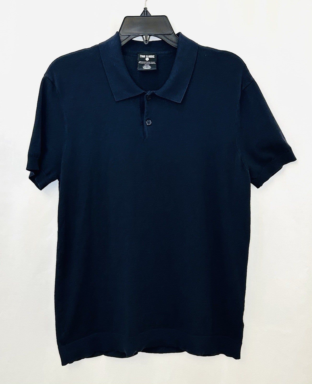 True Classic Men’s L Dark Navy Blue Short Sleeve Ultra-Soft Fitted Classic Polo