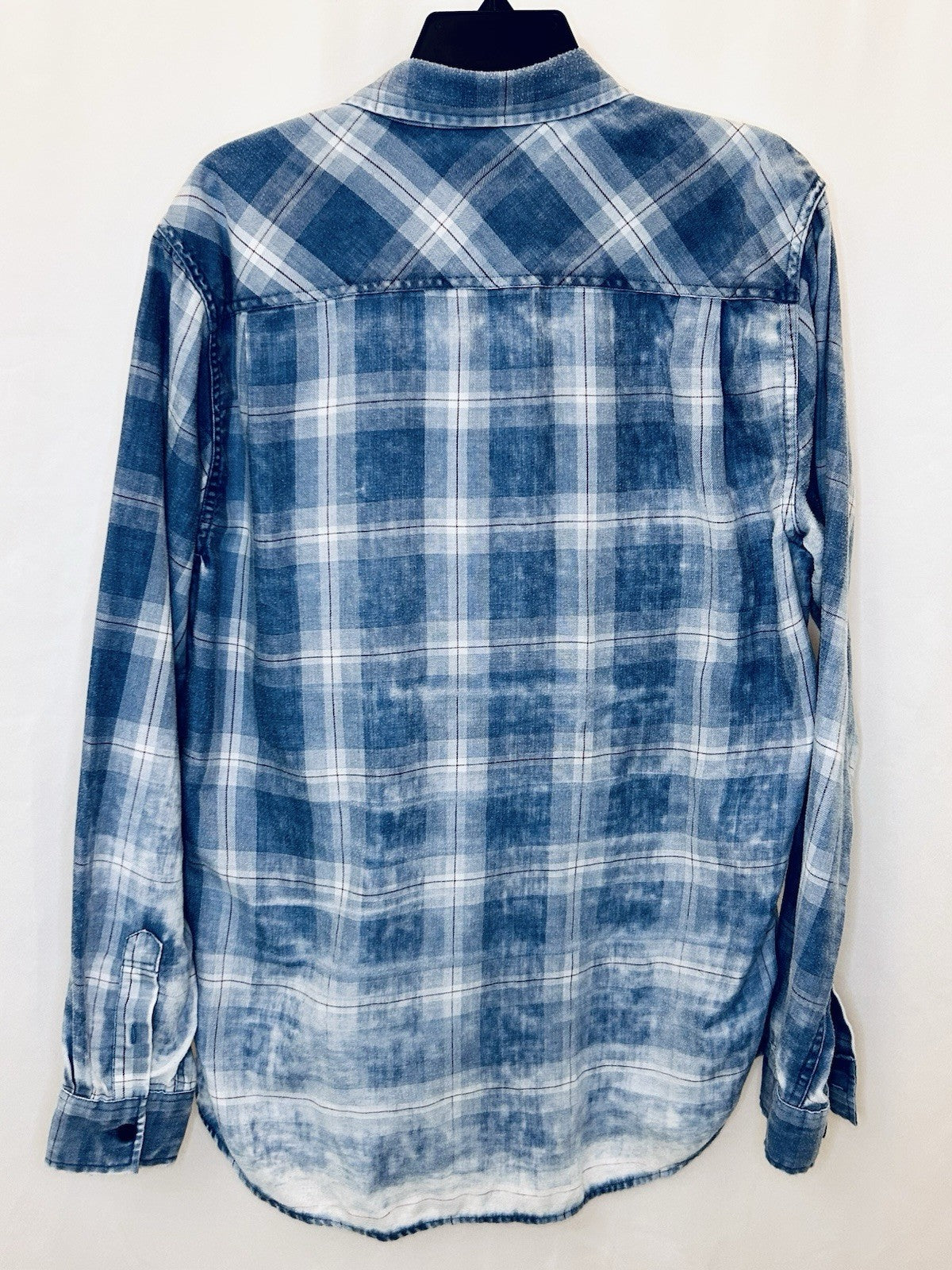 Original WeatherProof Vintage White/Blue Plaid Button Up Long Sleeve Shirt Large