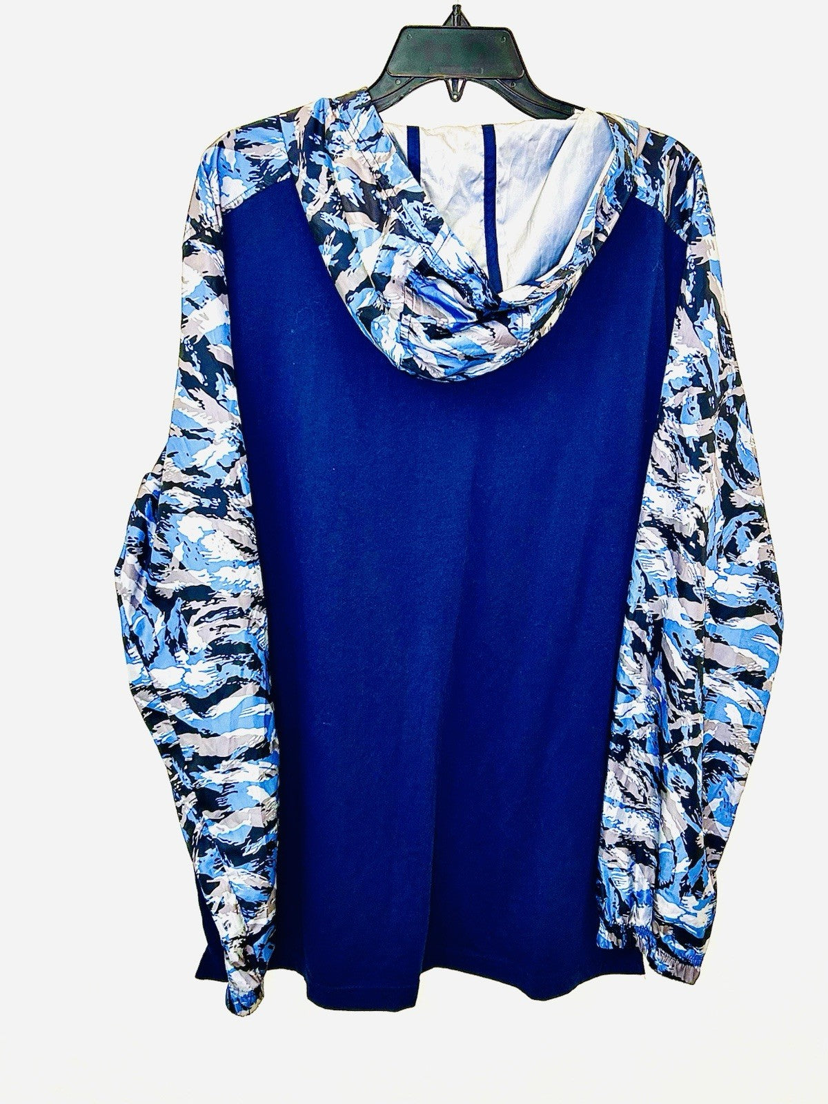 Under Armour Jacket Mens XL Blue Camo Sportstyle Anorak 1/4 Zip Hood Pullover